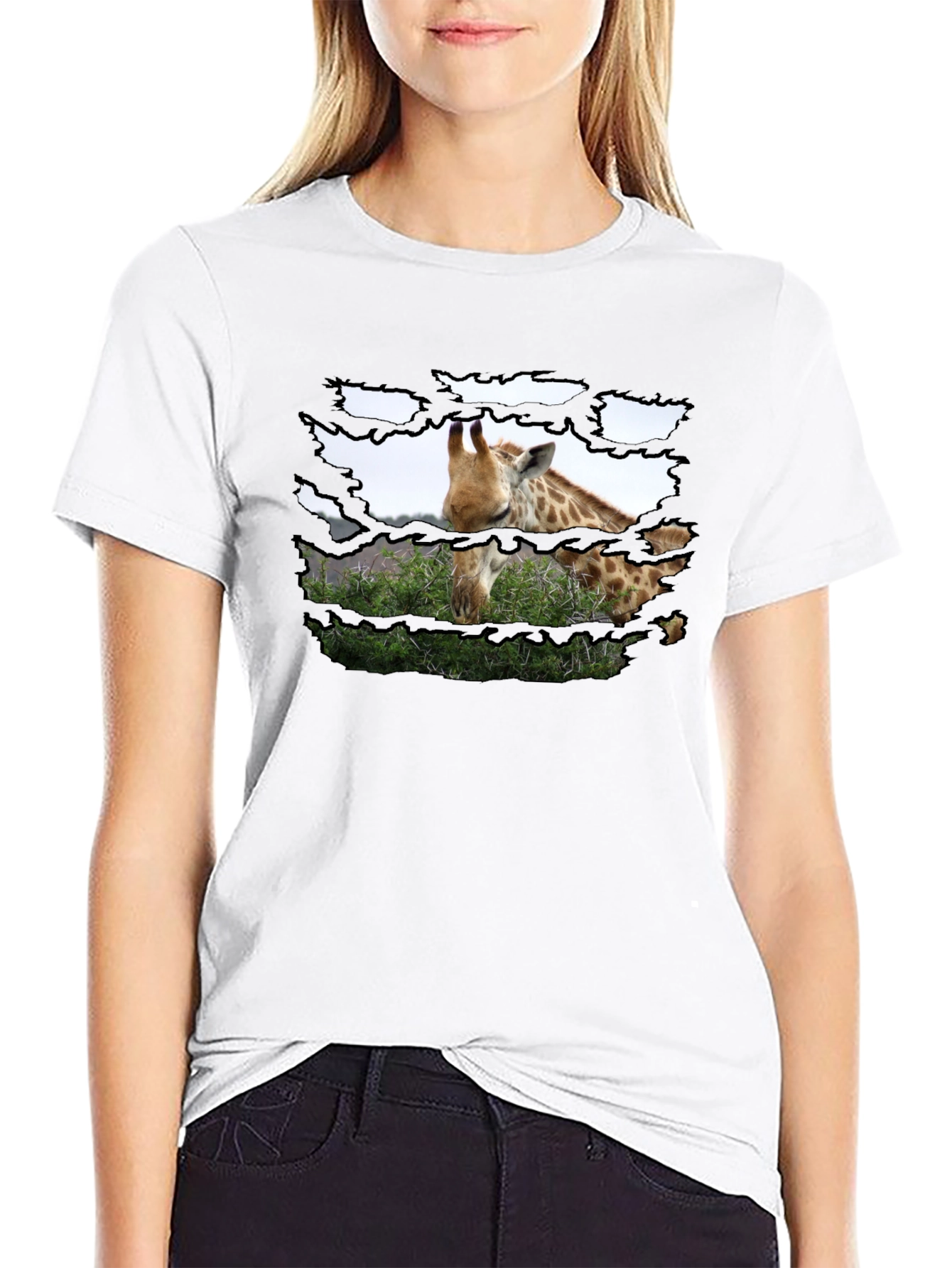 Giraffe T-Shirt - Mens Black Graphic Tee