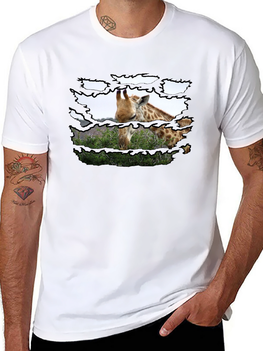 Giraffe T-Shirt - Mens Black Graphic Tee
