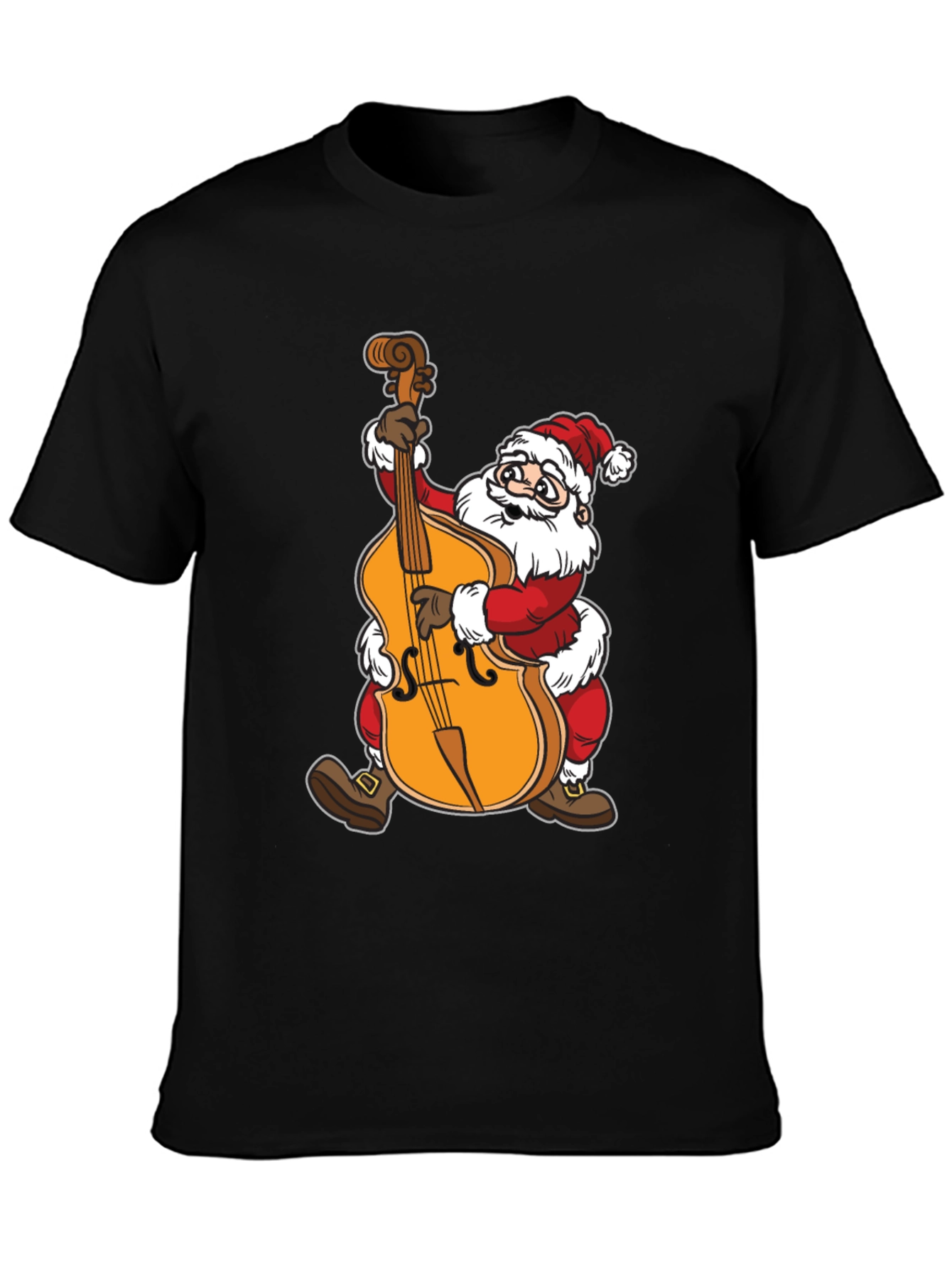 Santa Claus Playing Cello Black T-Shirt