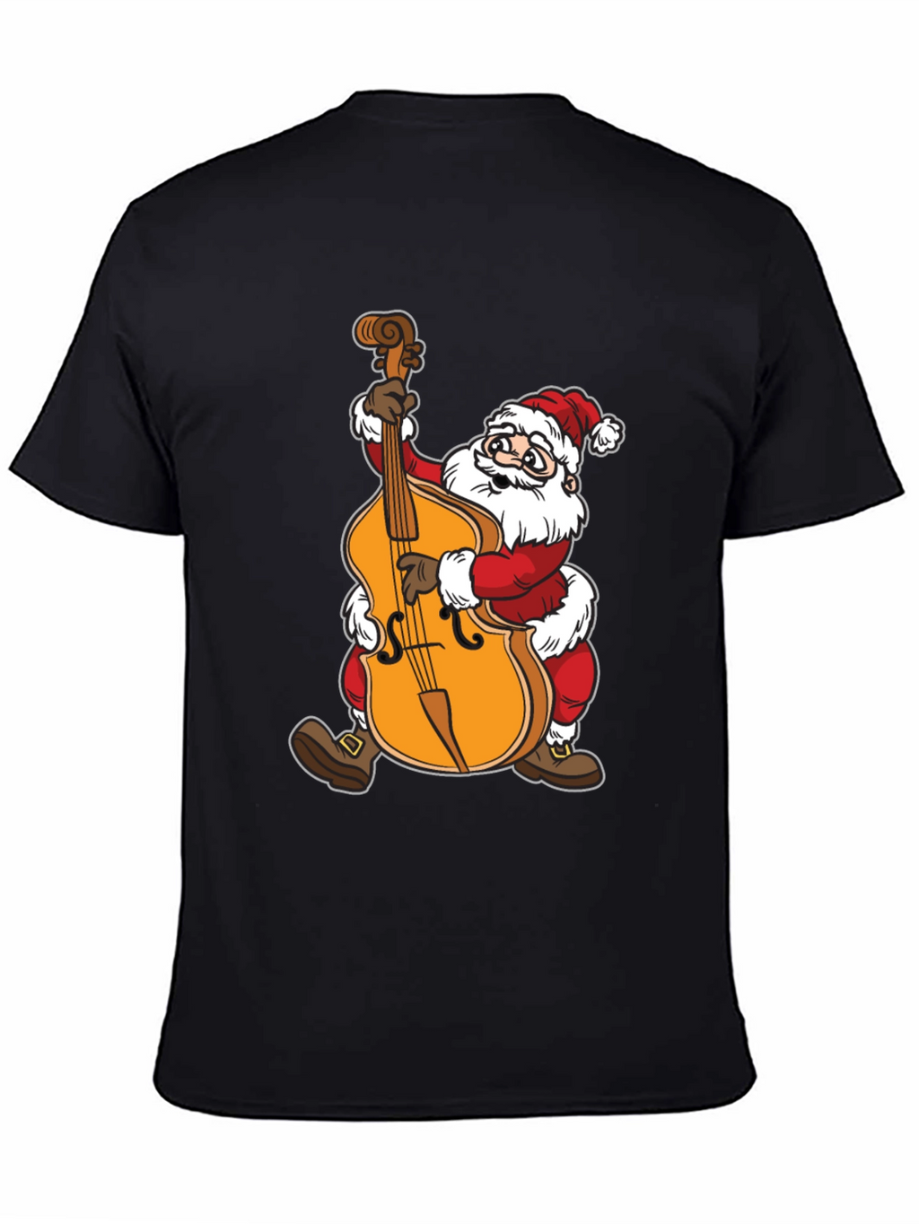 Santa Claus Playing Cello Black T-Shirt