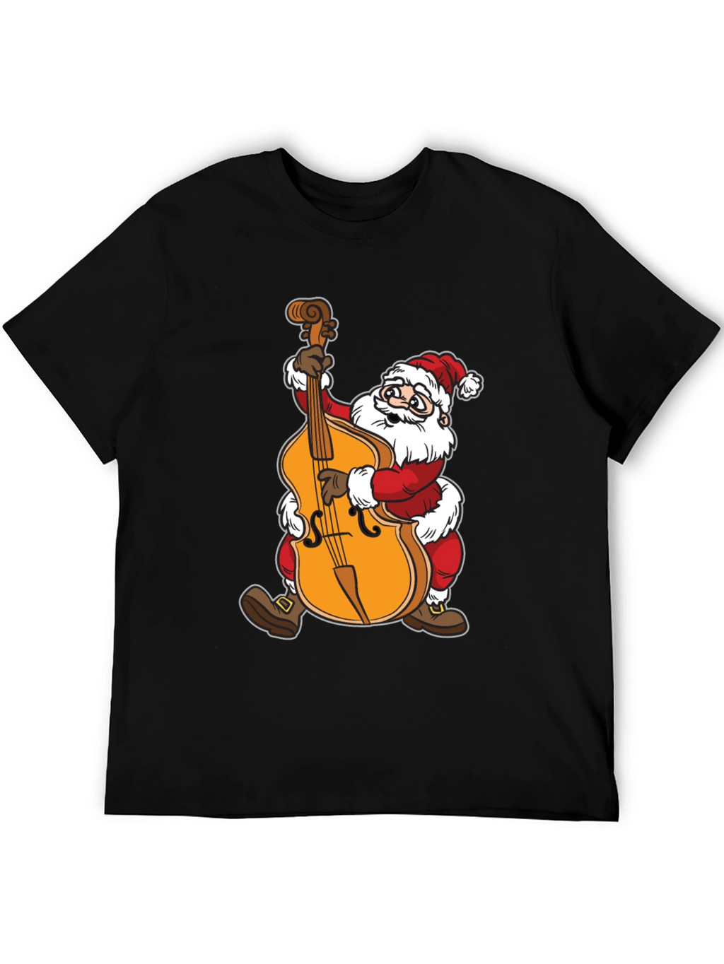 Santa Claus Playing Cello Black T-Shirt