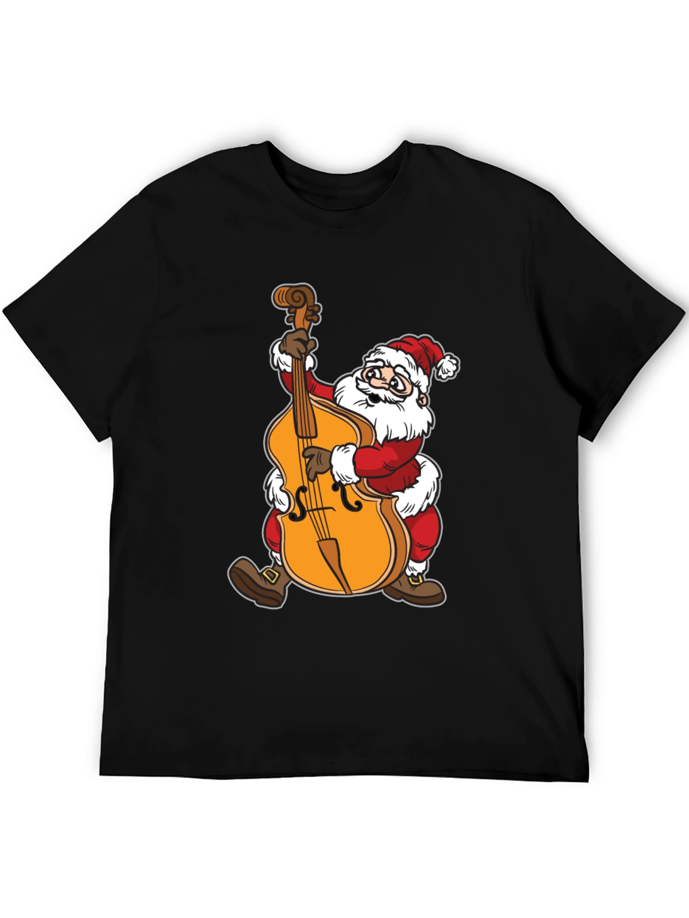 Santa Claus Playing Cello Black T-Shirt