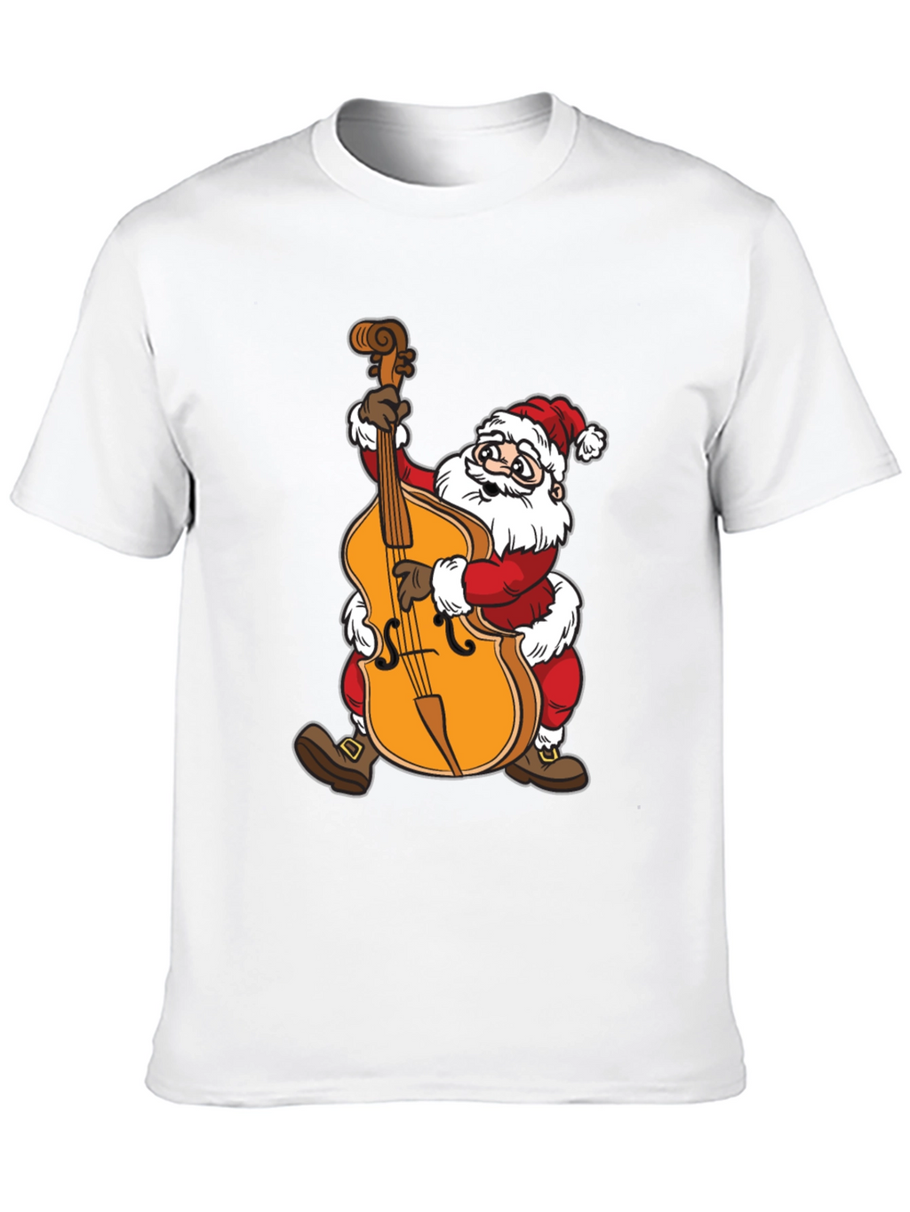 Santa Claus Playing Cello Black T-Shirt