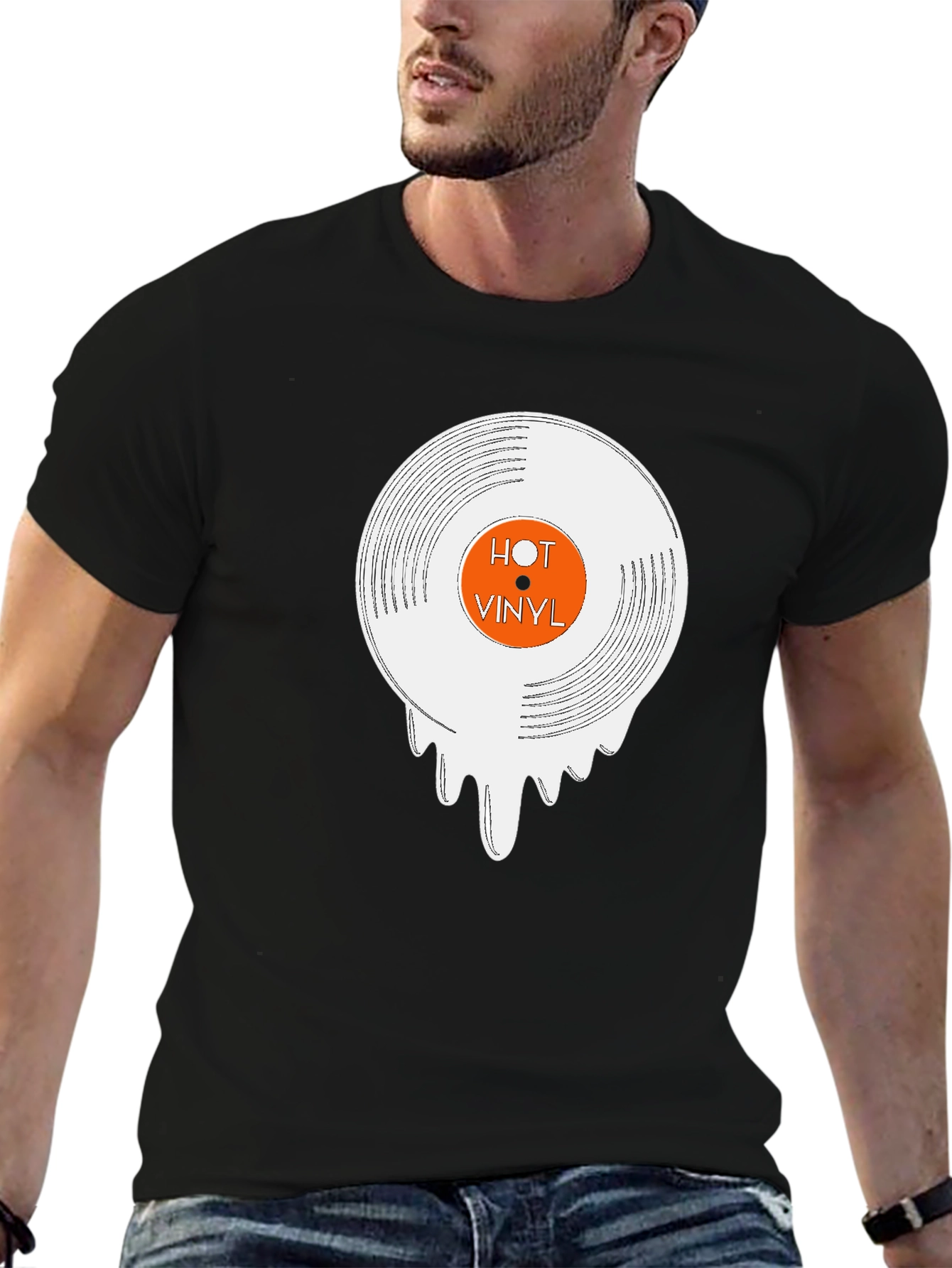 Hot Vinyl Graphic Tee - Cool Dripping Record T-Shirt