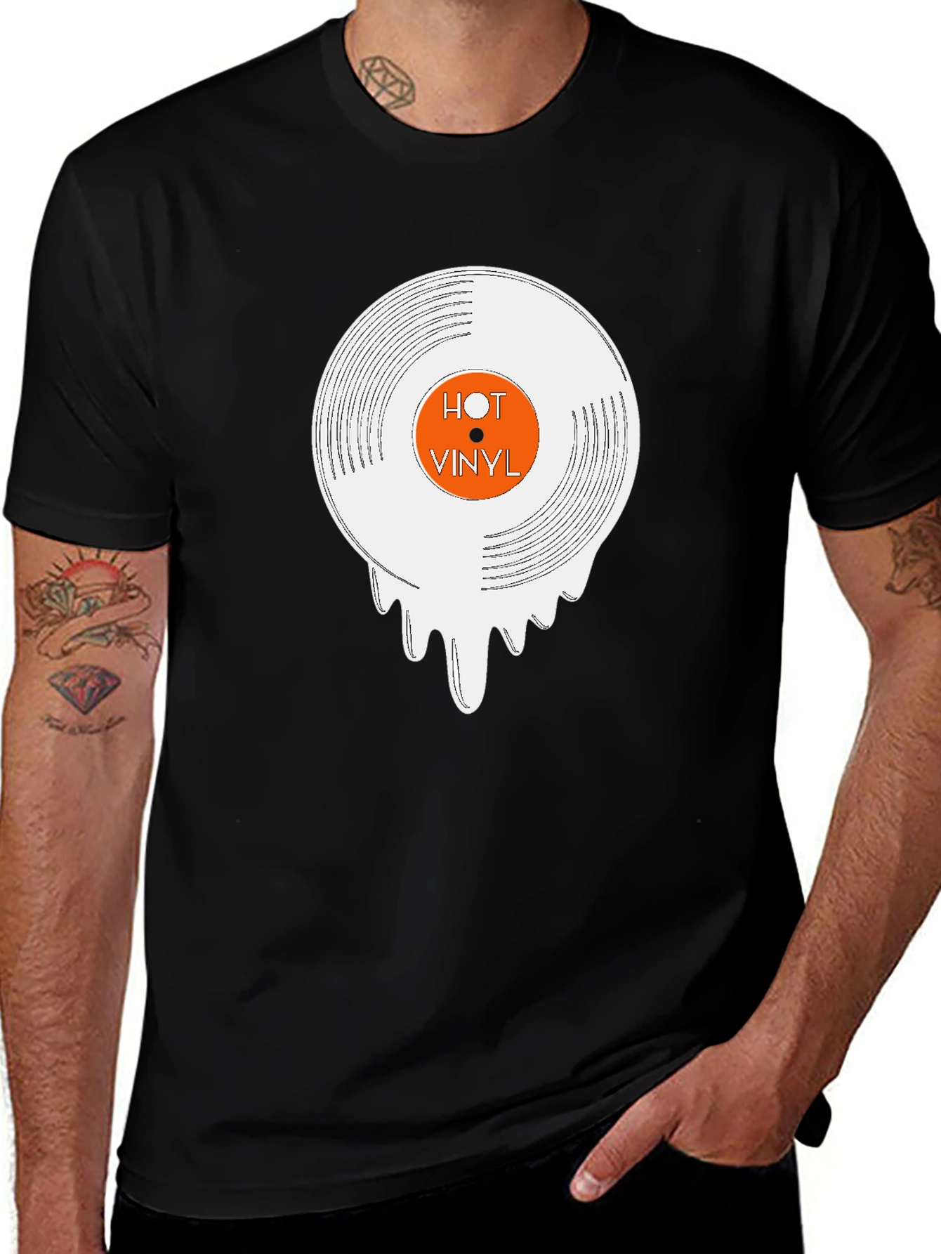 Hot Vinyl Graphic Tee - Cool Dripping Record T-Shirt