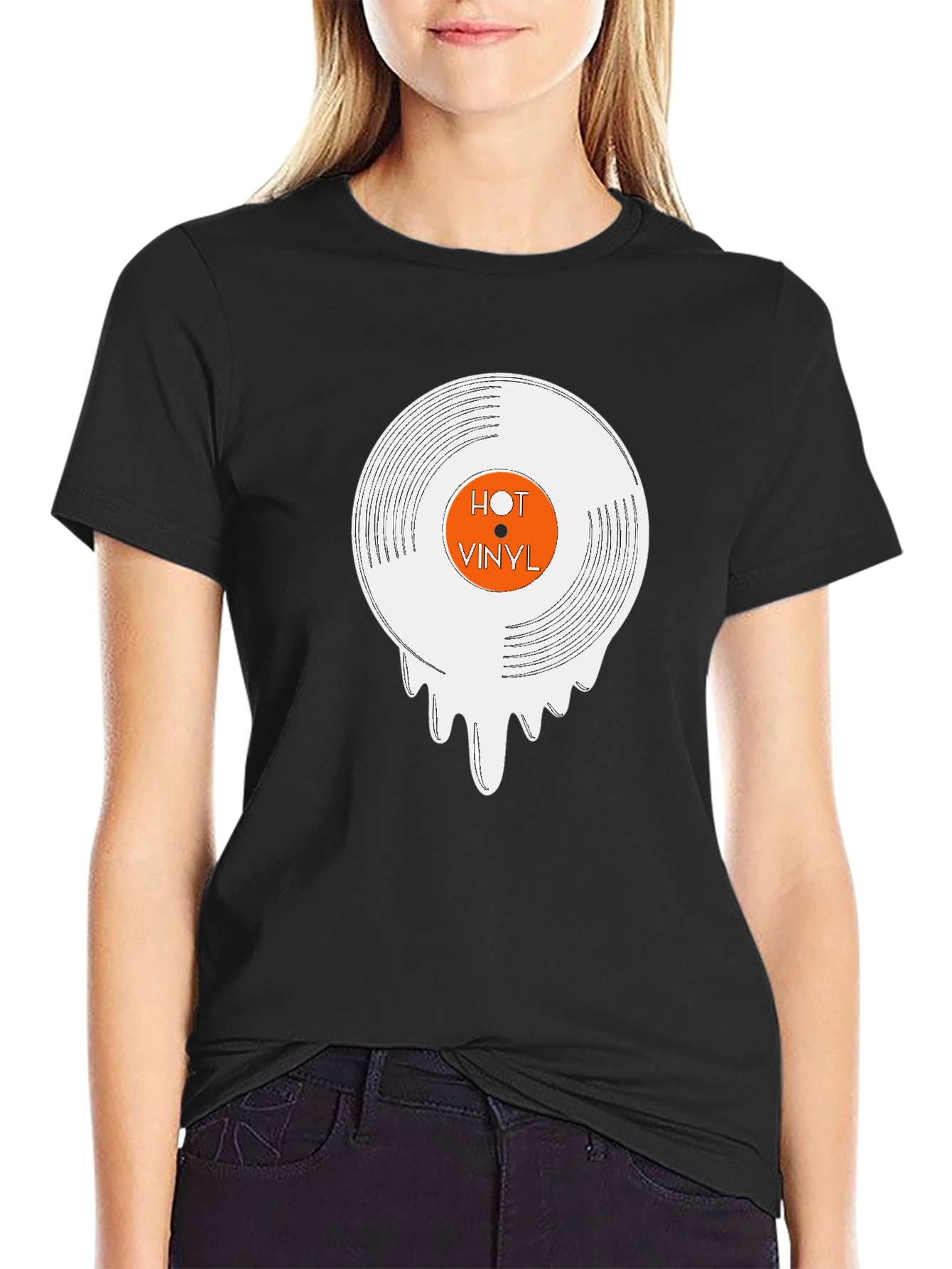 Hot Vinyl Graphic Tee - Cool Dripping Record T-Shirt
