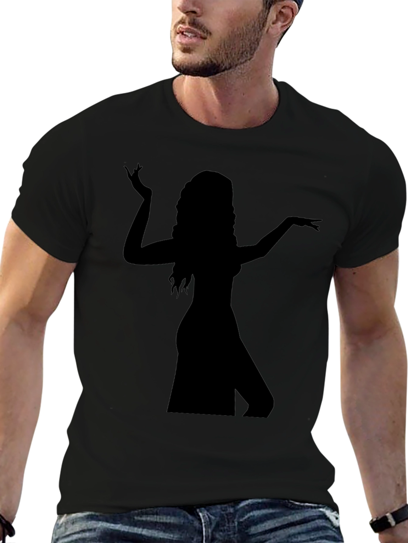 Silhouette Dancer Graphic Tee - Black Cotton T-Shirt
