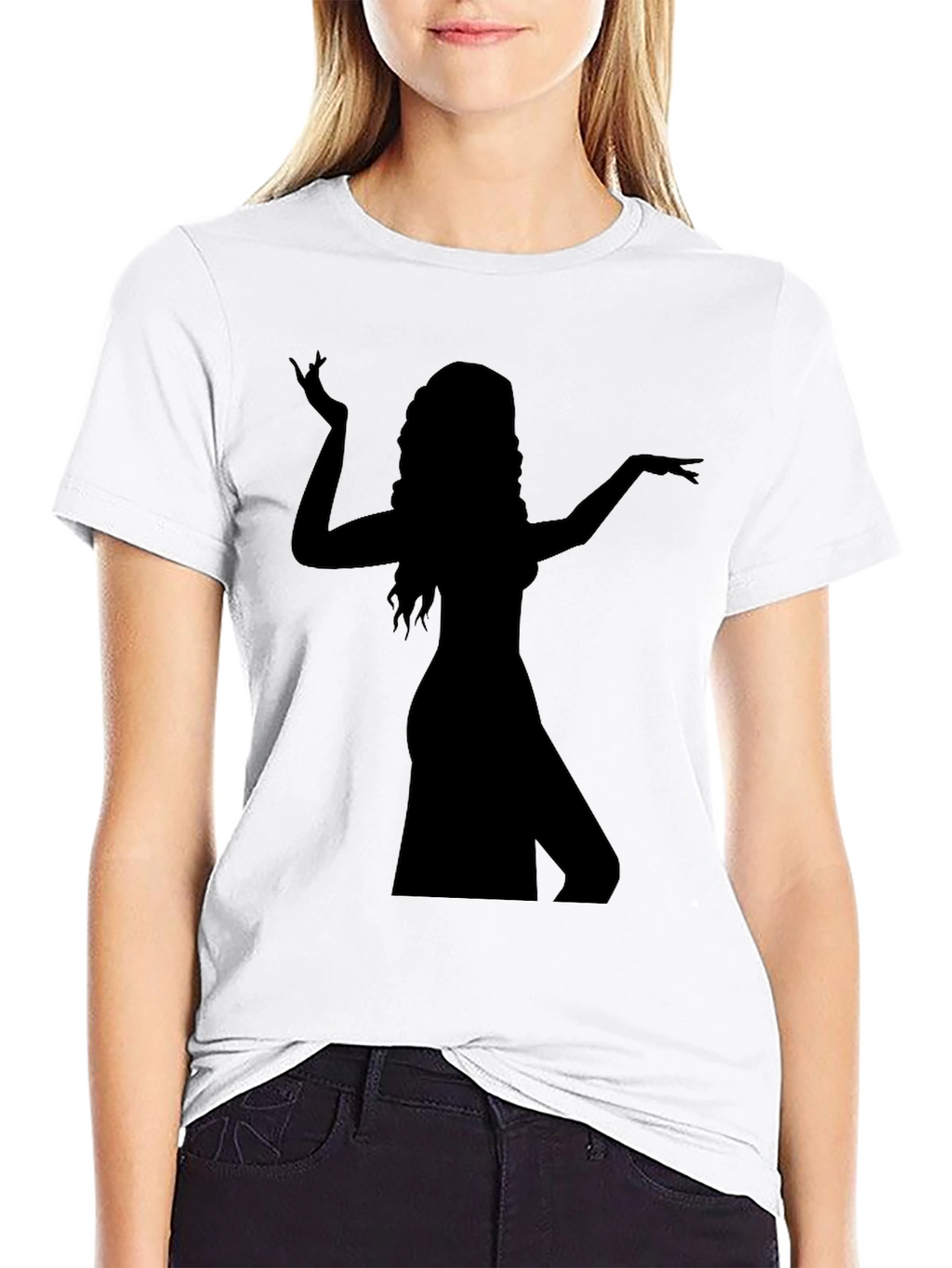 Silhouette Dancer Graphic Tee - Black Cotton T-Shirt