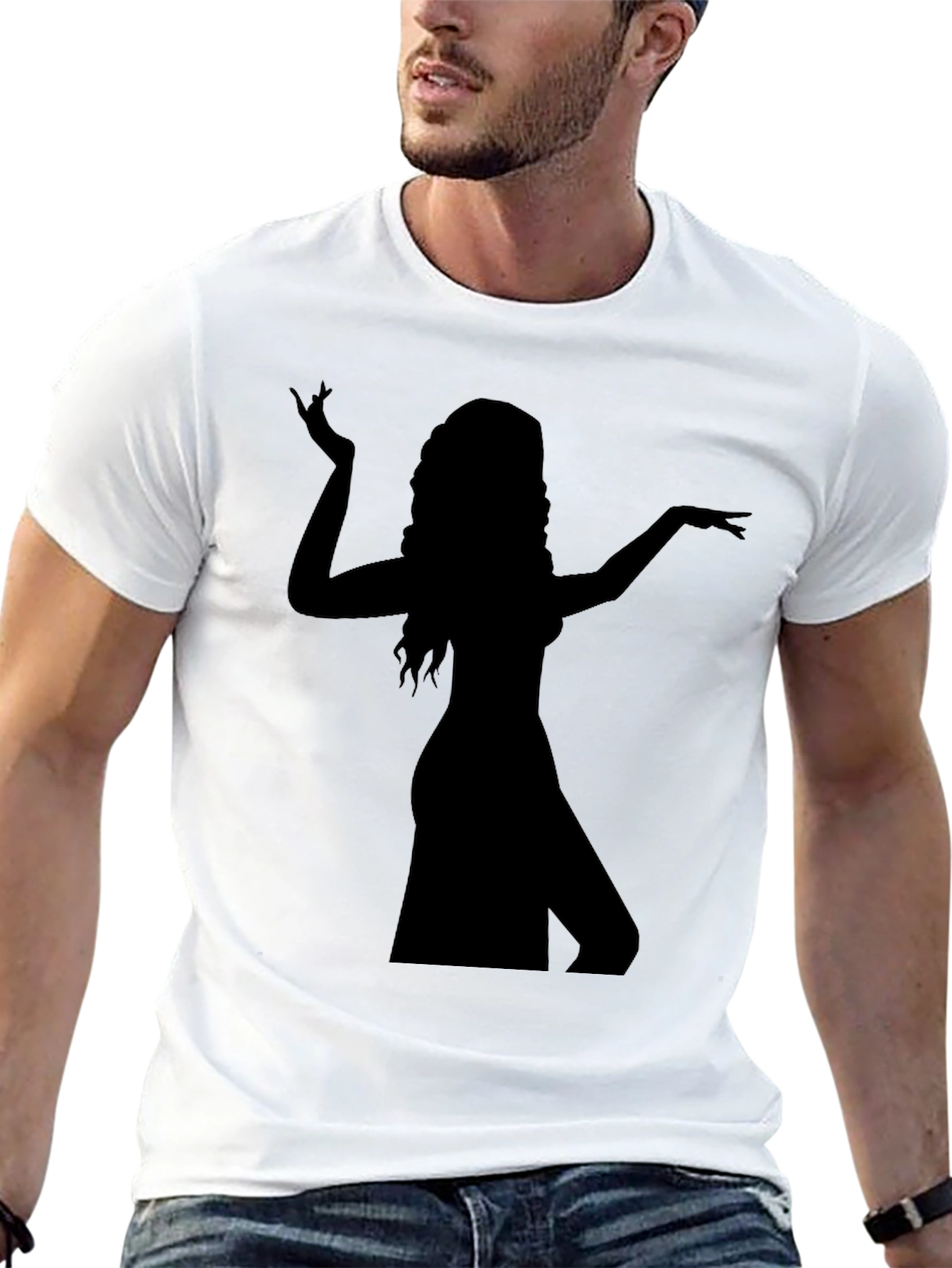 Silhouette Dancer Graphic Tee - Black Cotton T-Shirt