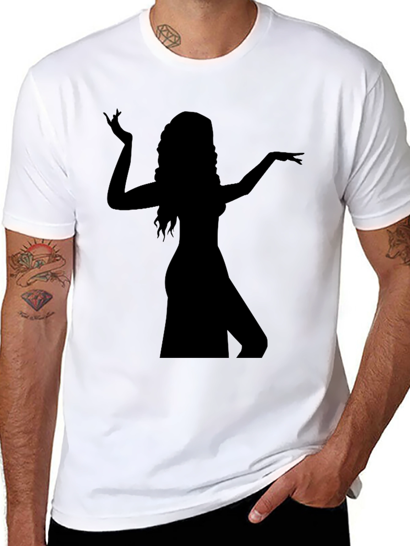 Silhouette Dancer Graphic Tee - Black Cotton T-Shirt