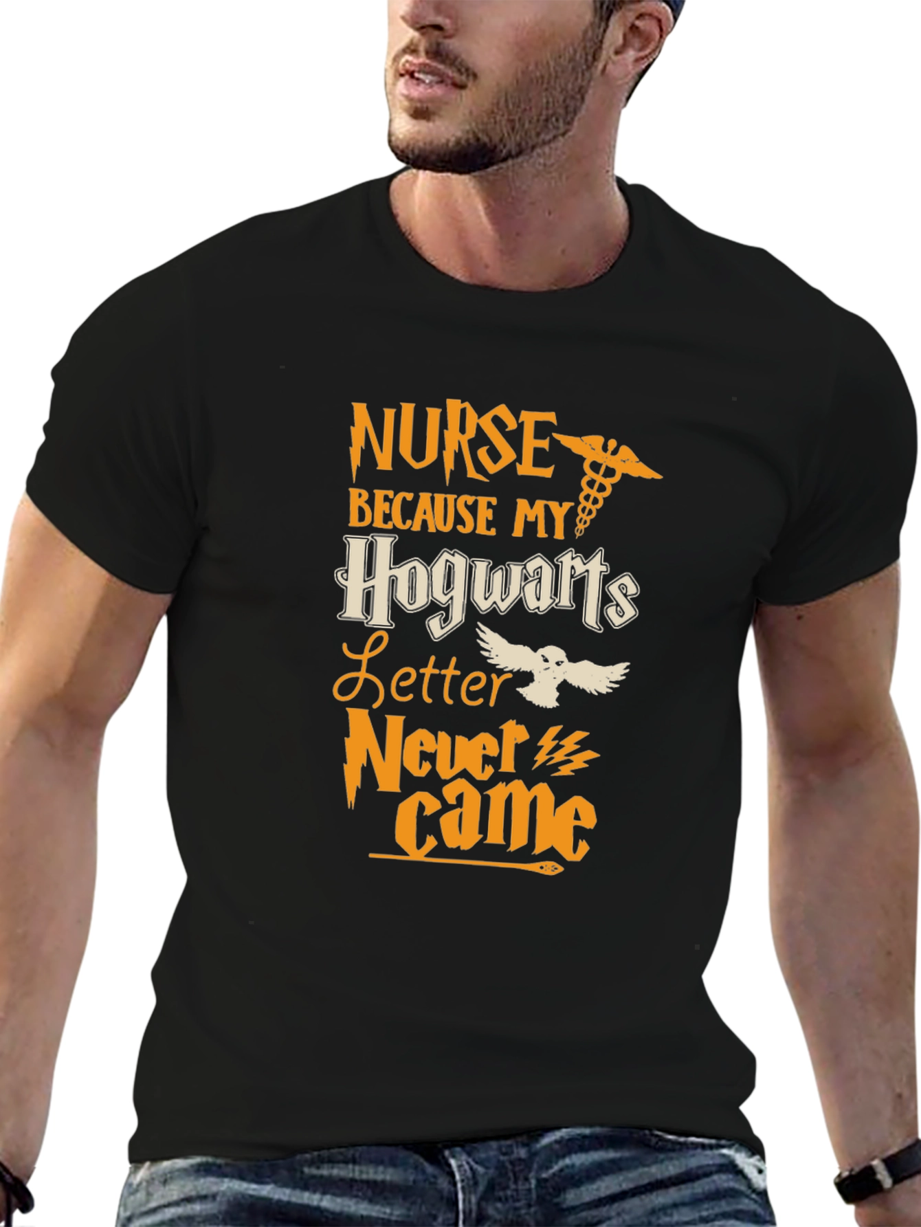 Nurse Hogwarts Letter T-Shirt - Black Cotton