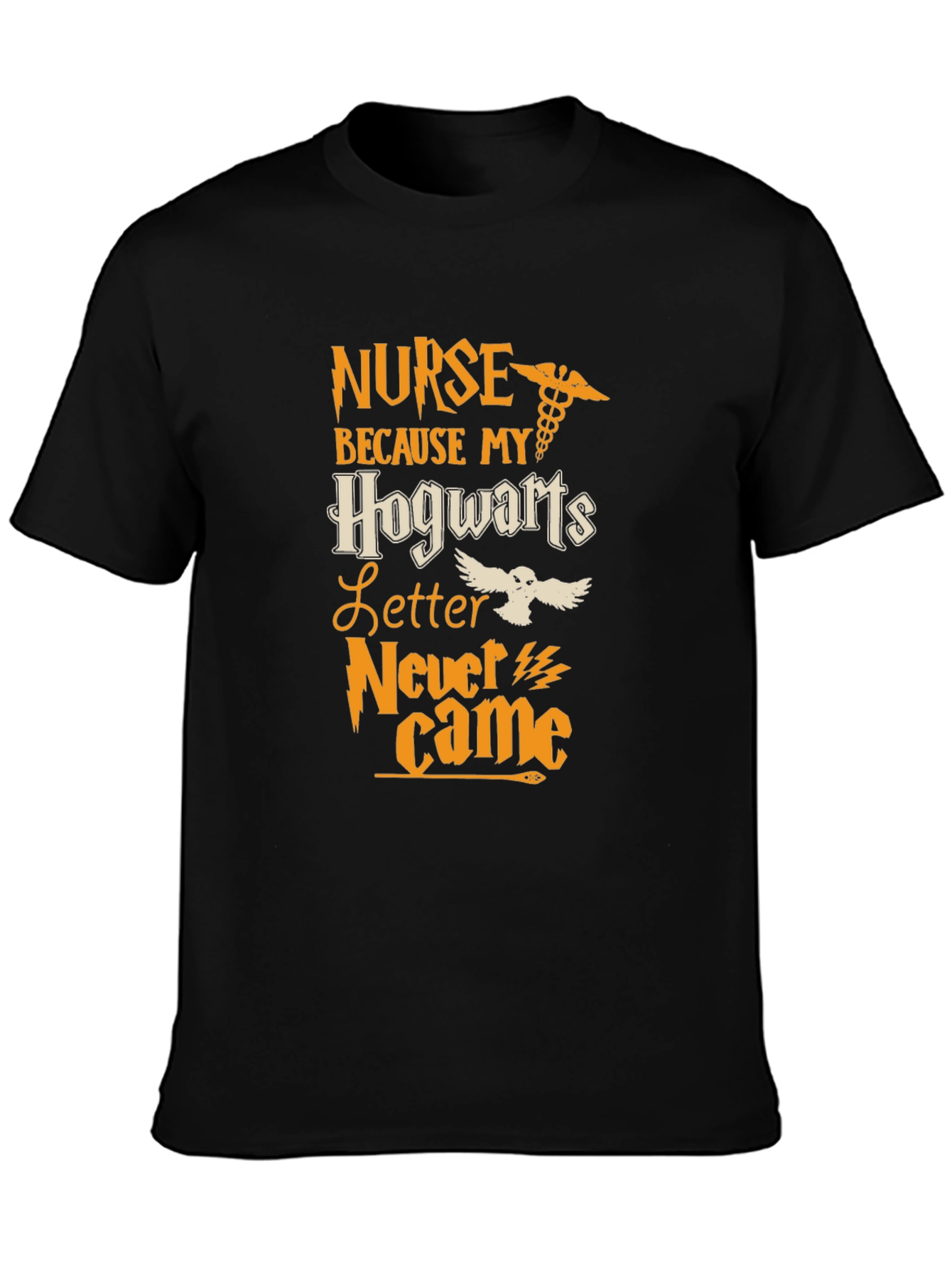 Nurse Hogwarts Letter T-Shirt - Black Cotton