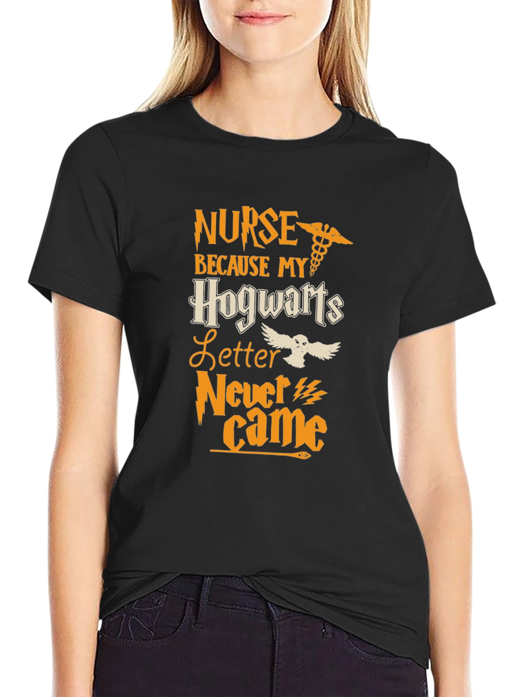 Nurse Hogwarts Letter T-Shirt - Black Cotton