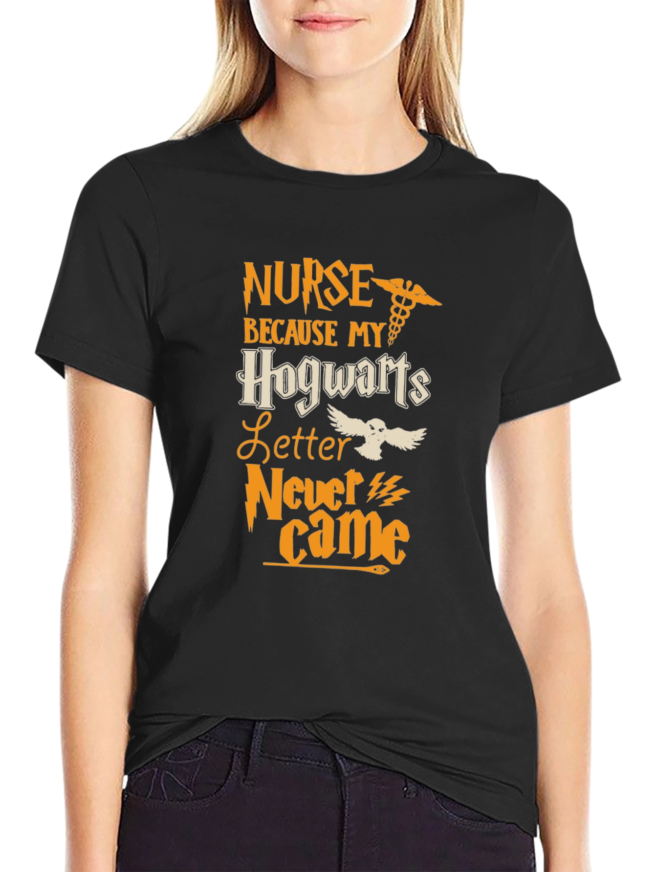 Nurse Hogwarts Letter T-Shirt - Black Cotton