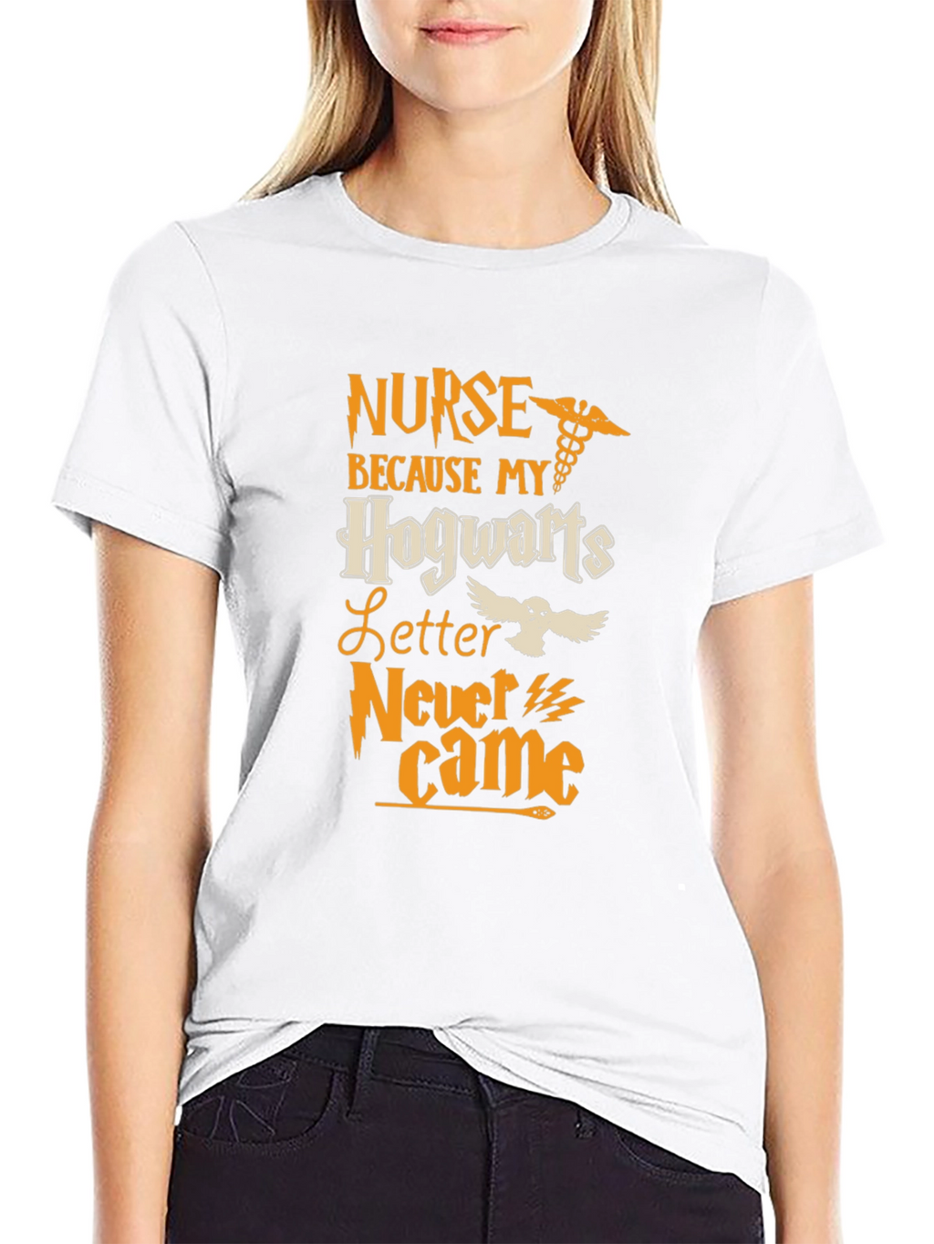 Nurse Hogwarts Letter T-Shirt - Black Cotton
