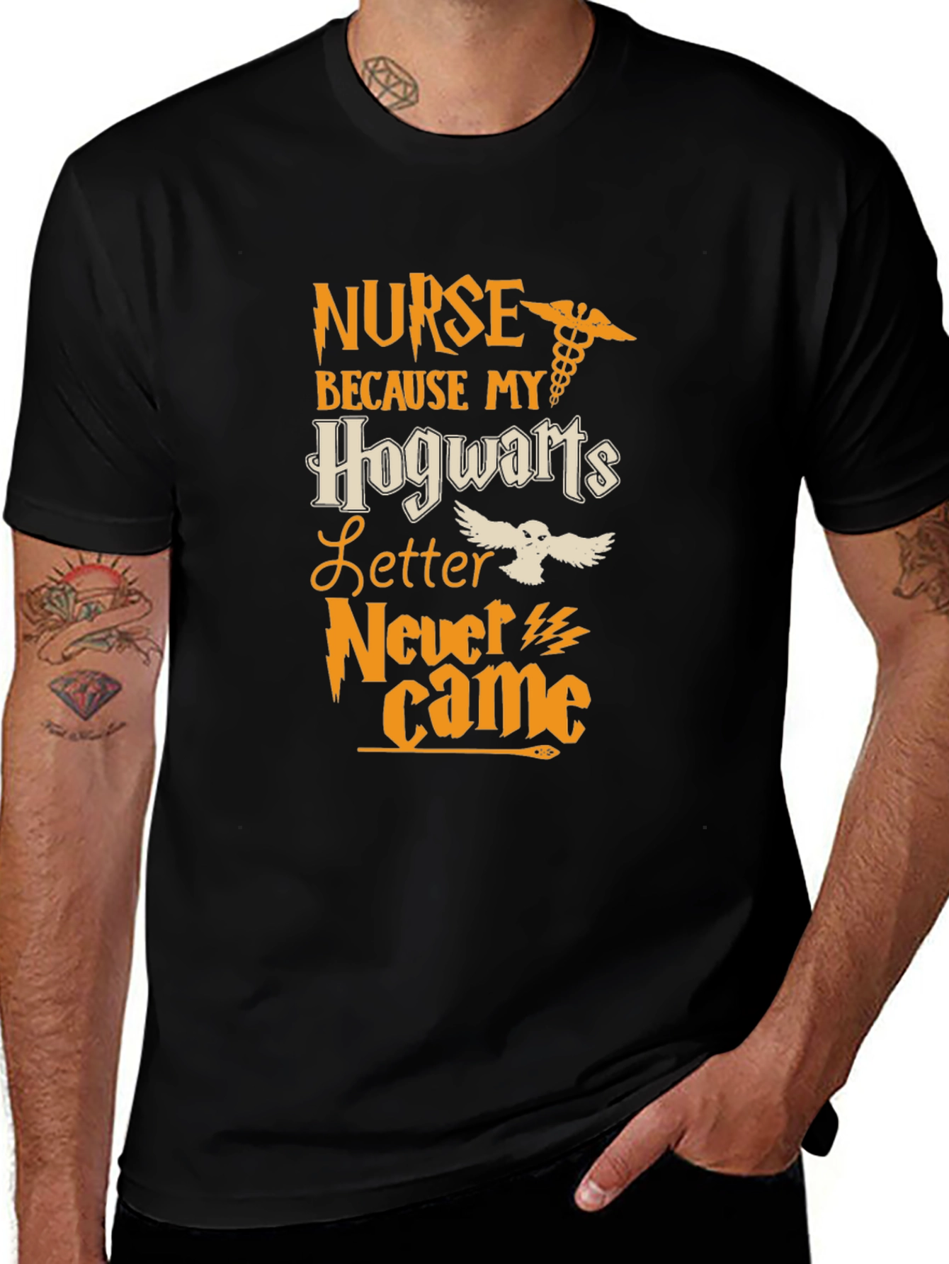 Nurse Hogwarts Letter T-Shirt - Black Cotton