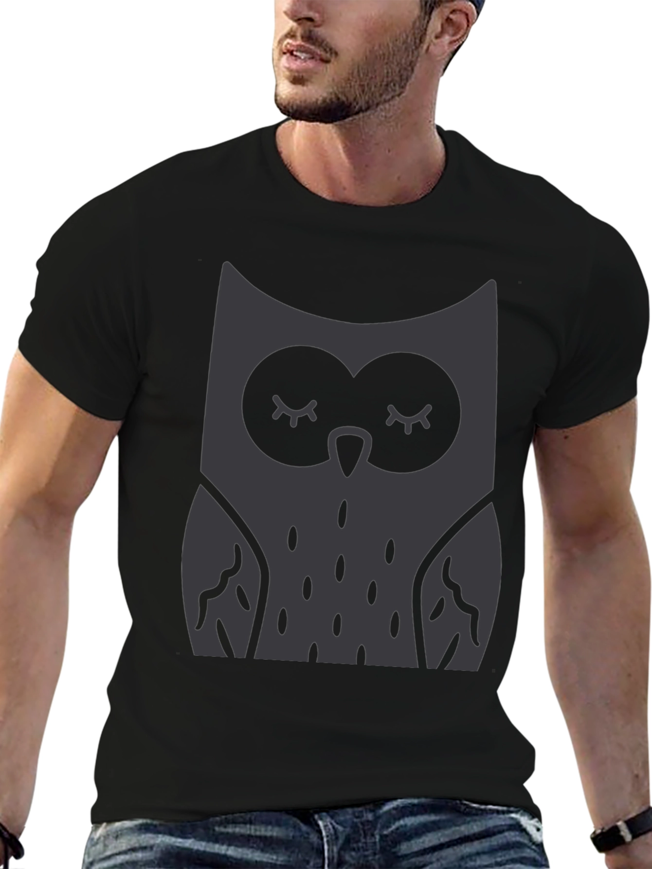 Owl Graphic Print Crew Neck T-Shirt