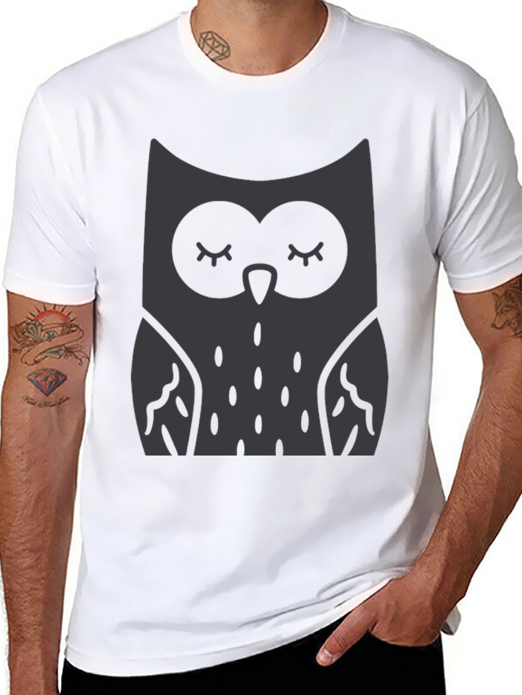 Owl Graphic Print Crew Neck T-Shirt