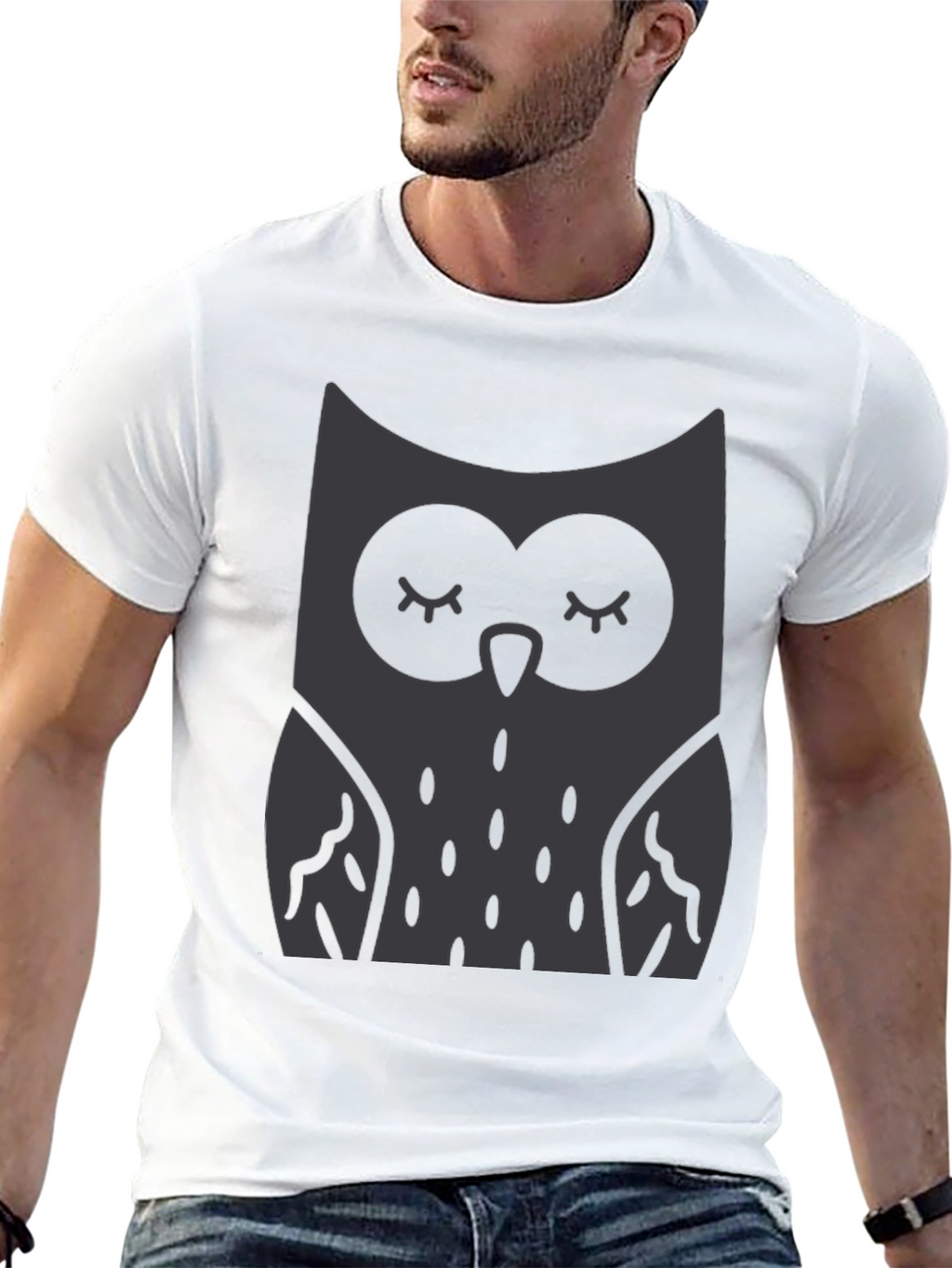 Owl Graphic Print Crew Neck T-Shirt