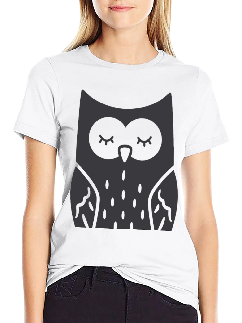 Owl Graphic Print Crew Neck T-Shirt