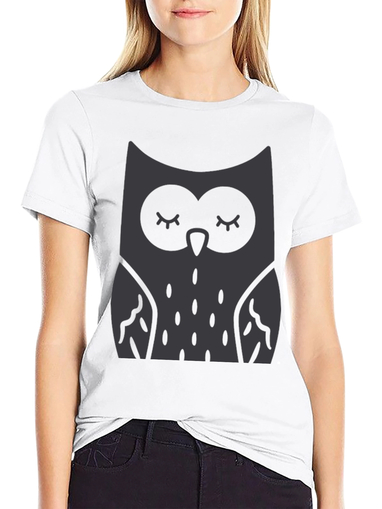Owl Graphic Print Crew Neck T-Shirt