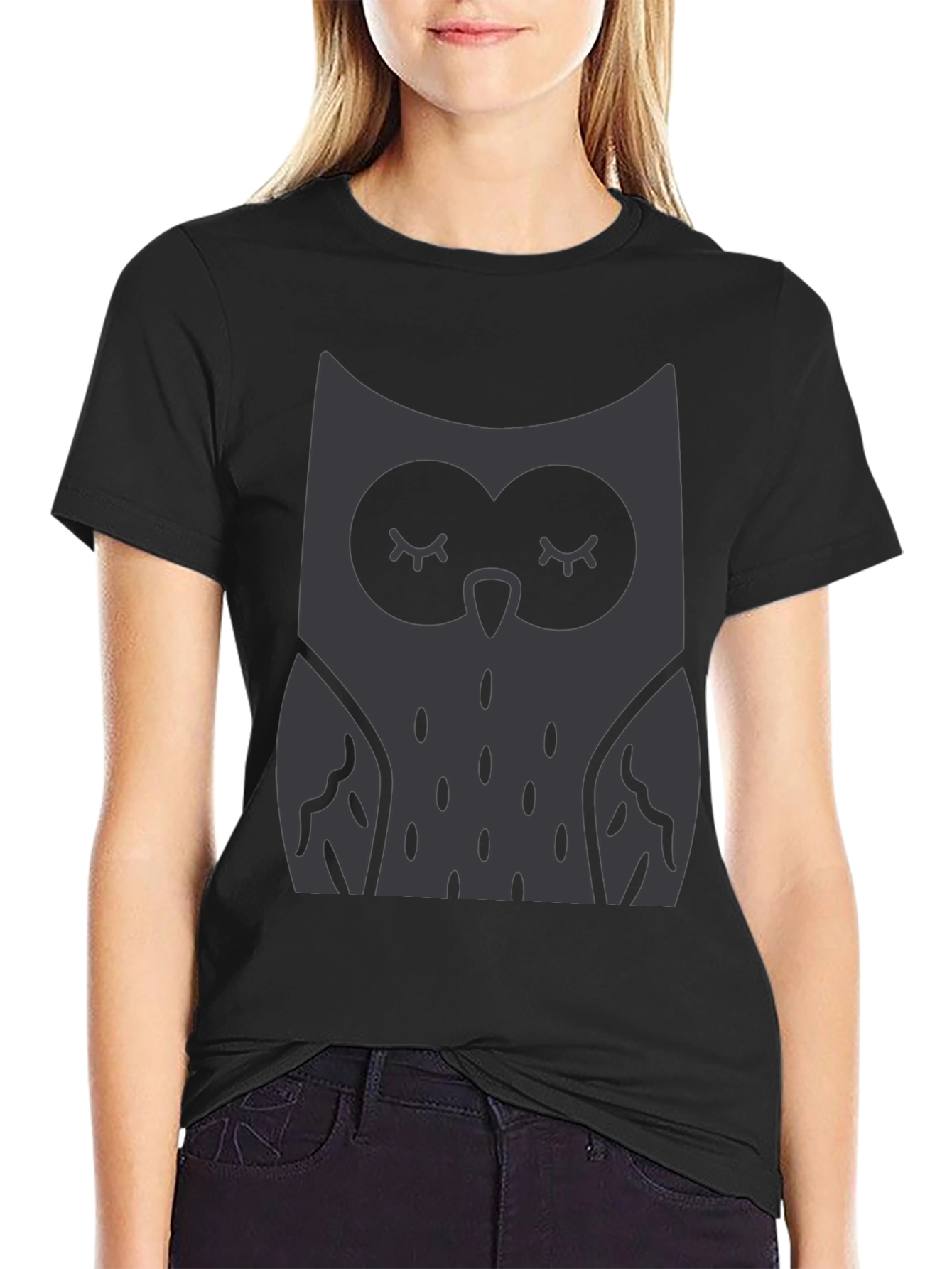Owl Graphic Print Crew Neck T-Shirt