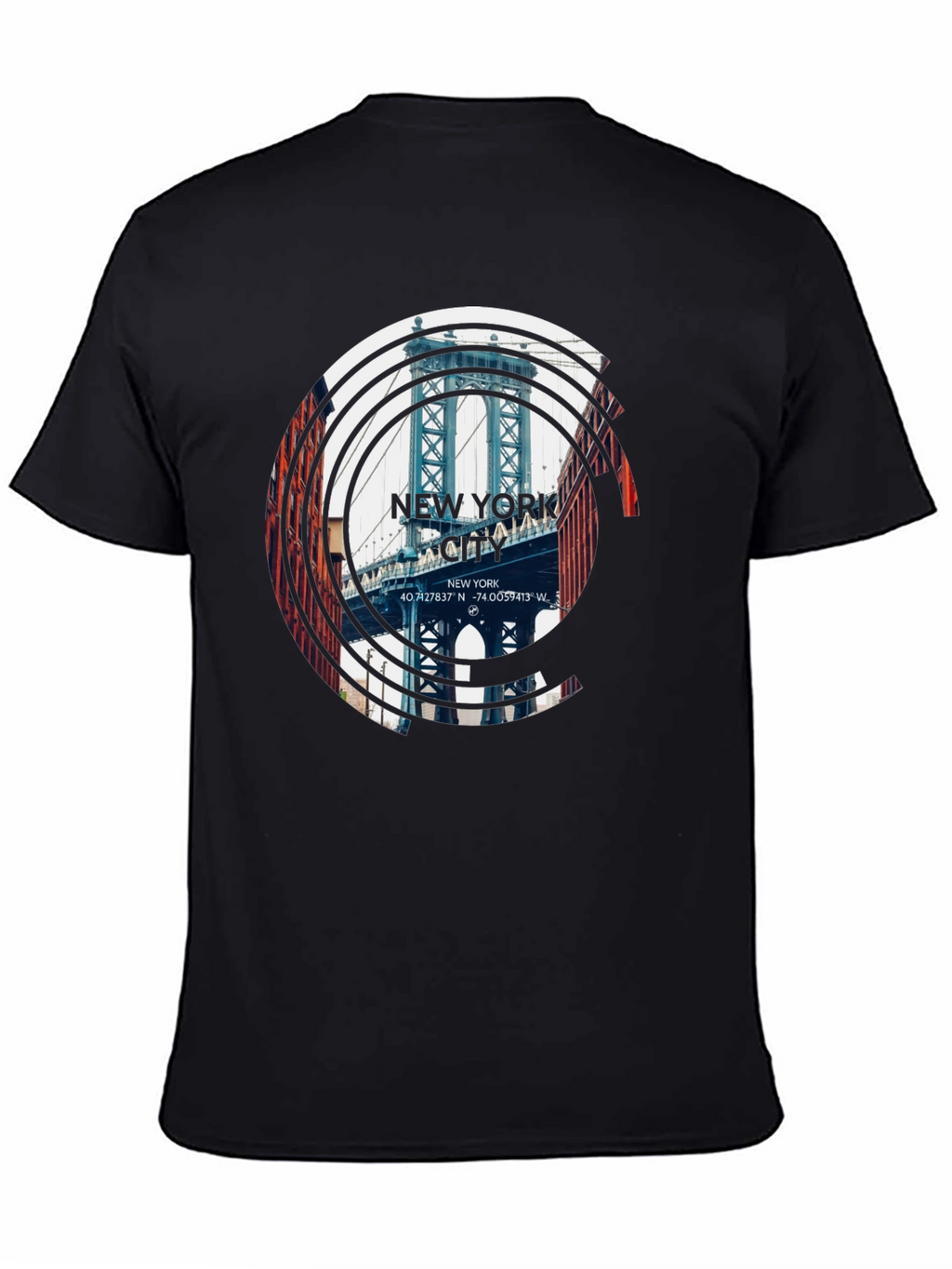 New York City Bridge Graphic Black T-Shirt
