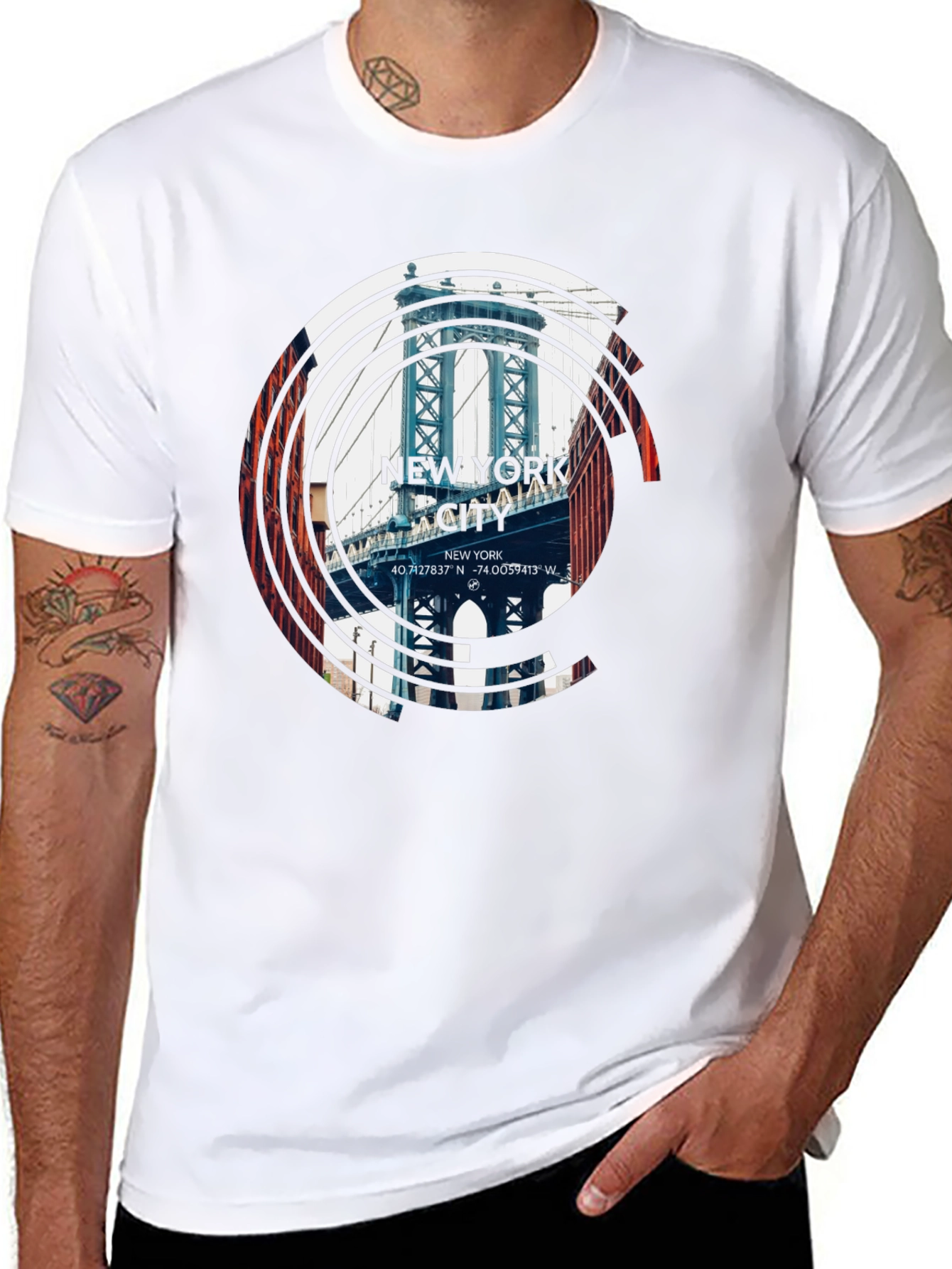 New York City Bridge Graphic Black T-Shirt