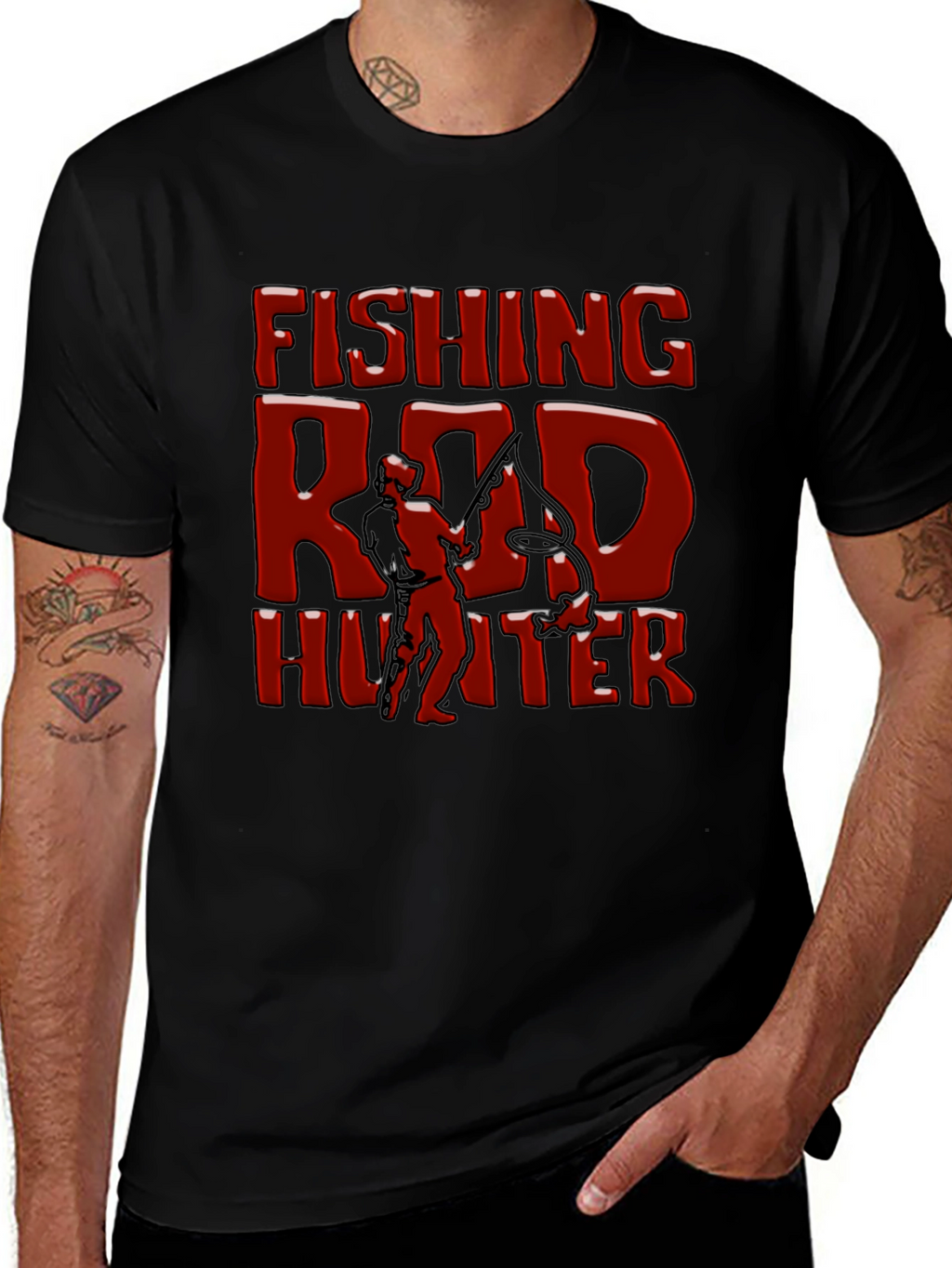 Fishing Rod Hunter Graphic T-Shirt