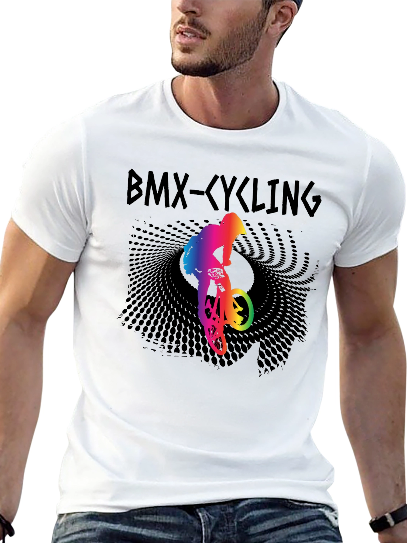 BMX Cycling Rainbow Graphic T-Shirt