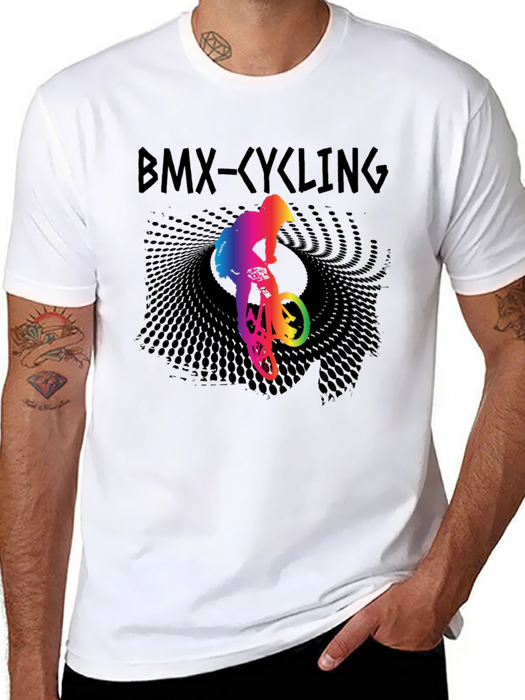BMX Cycling Rainbow Graphic T-Shirt
