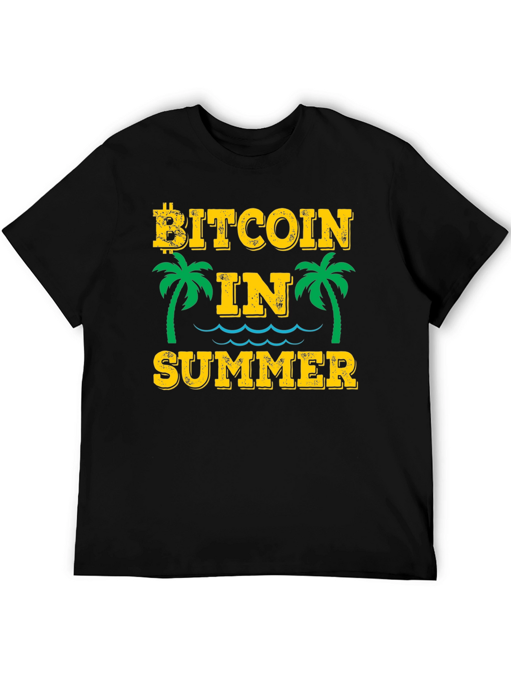 Bitcoin in Summer Black Graphic T-Shirt