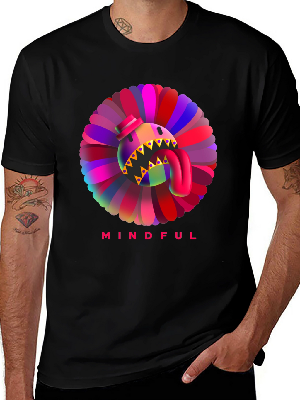 Mindful Monster Graphic Black T-Shirt