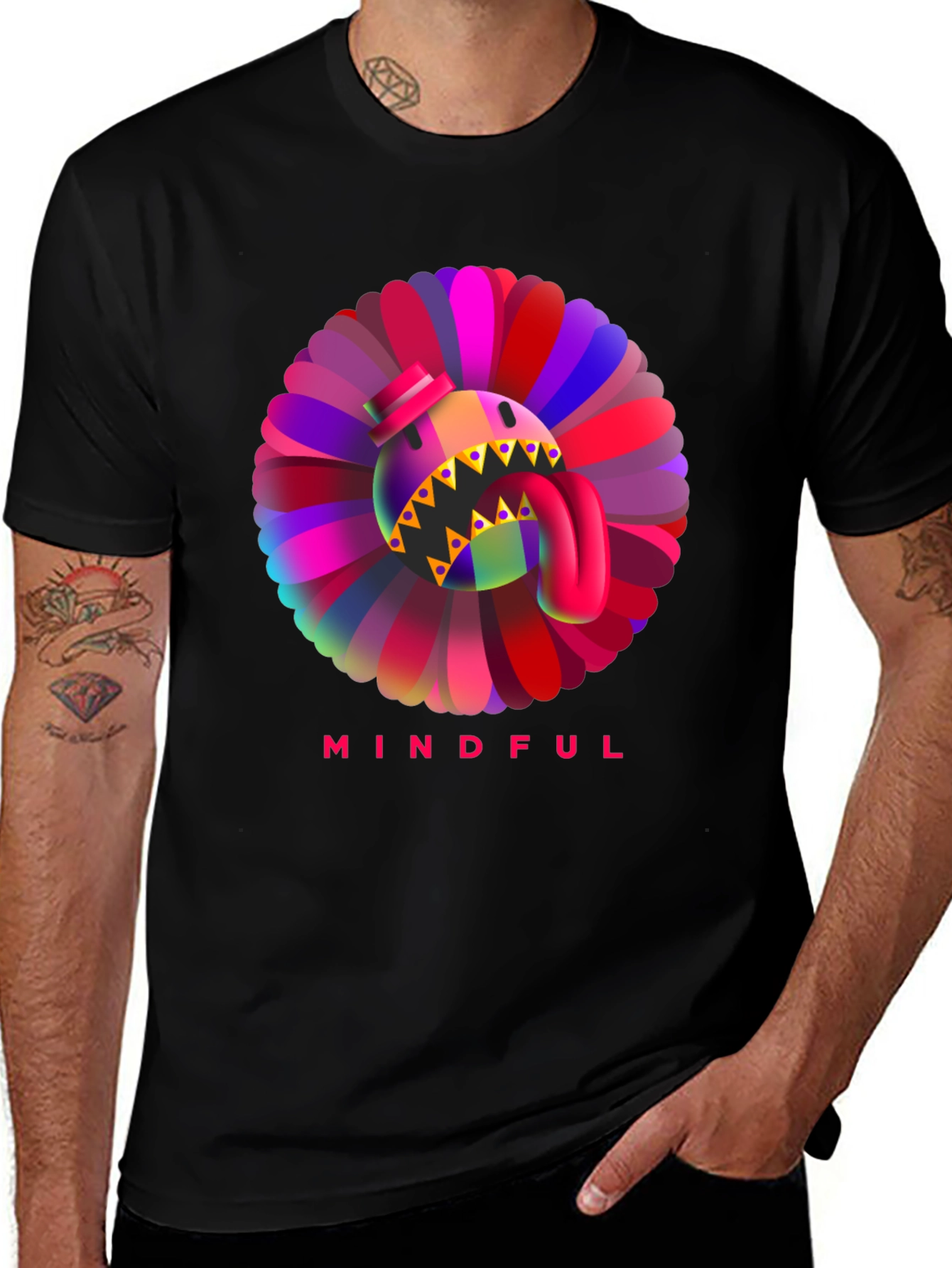 Mindful Monster Graphic Black T-Shirt