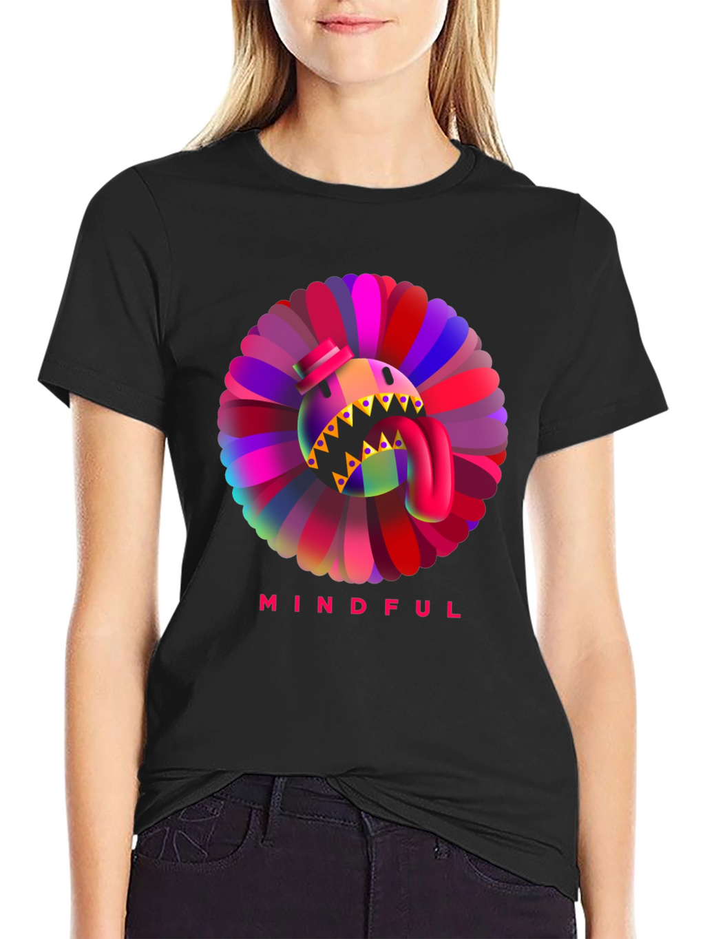 Mindful Monster Graphic Black T-Shirt