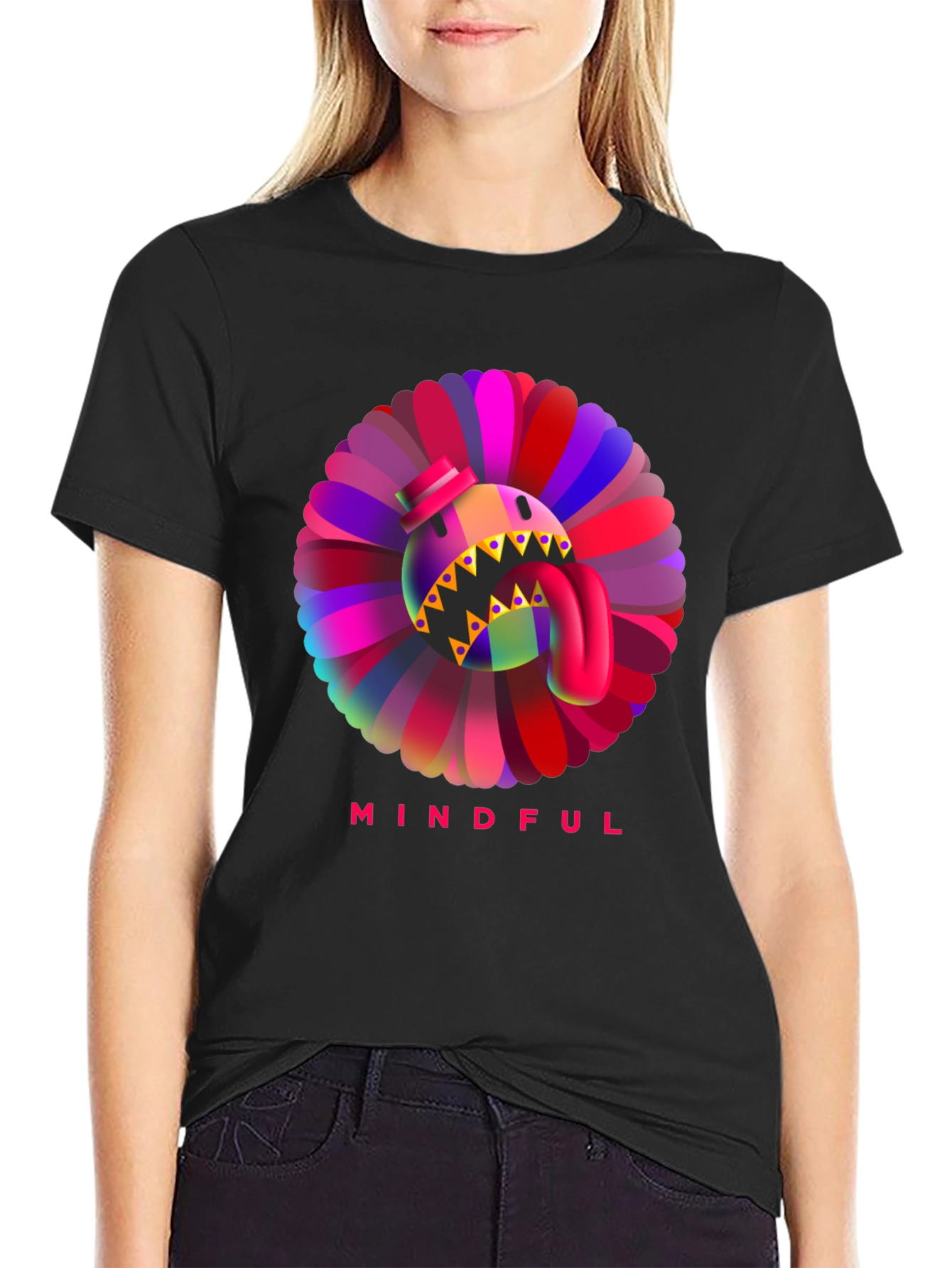 Mindful Monster Graphic Black T-Shirt