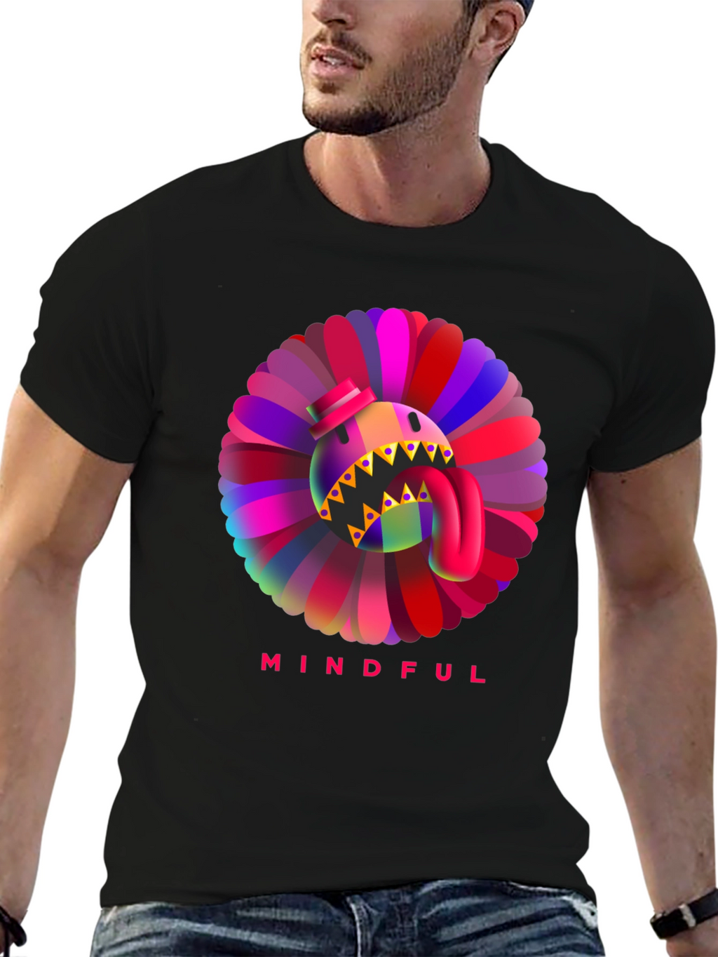 Mindful Monster Graphic Black T-Shirt