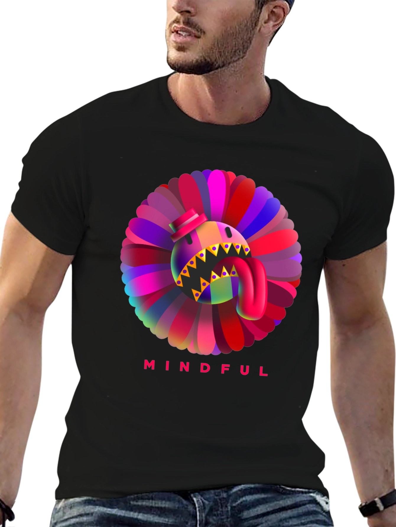 Mindful Monster Graphic Black T-Shirt