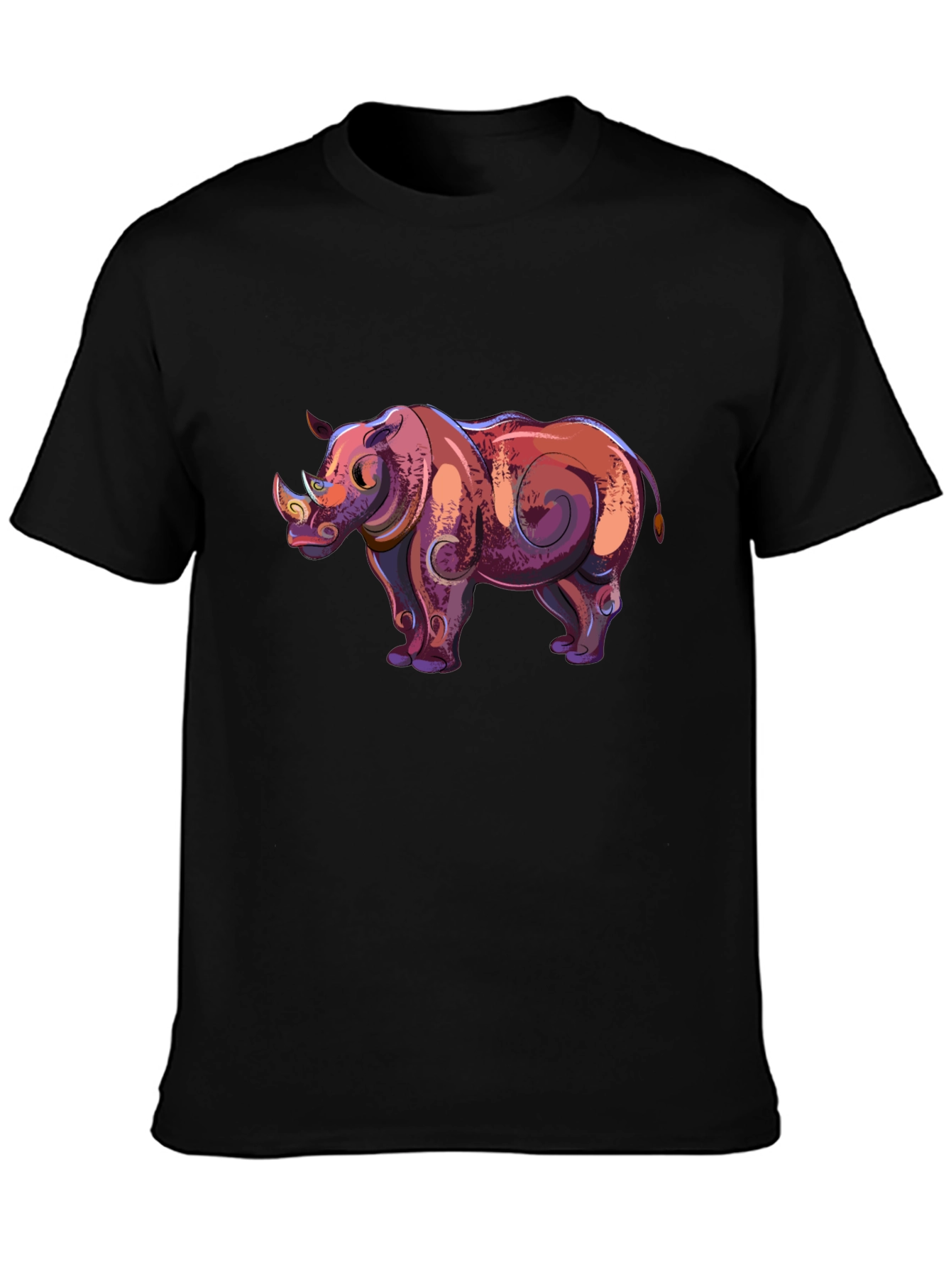 Cool Rhino Graphic Tee - Black Cotton Casual Shirt