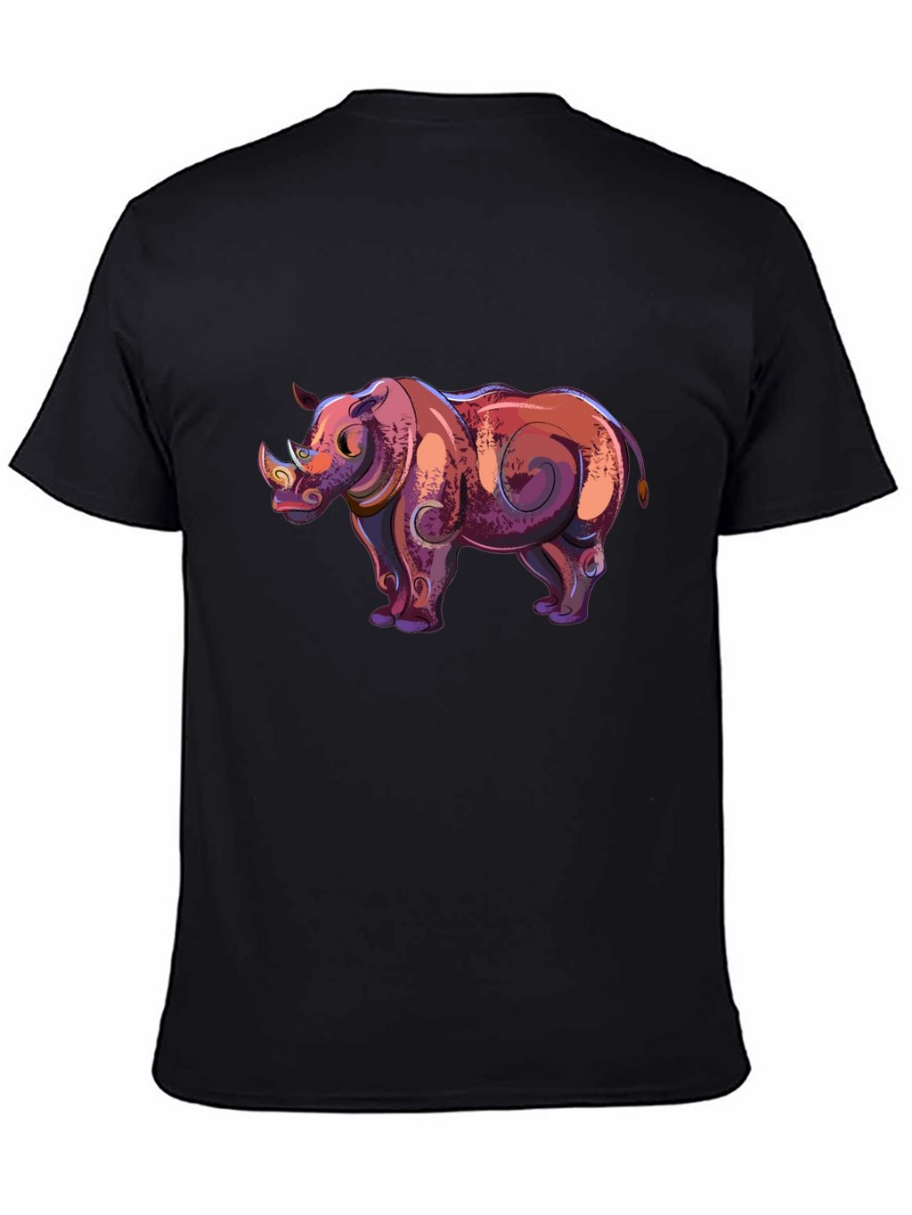 Cool Rhino Graphic Tee - Black Cotton Casual Shirt