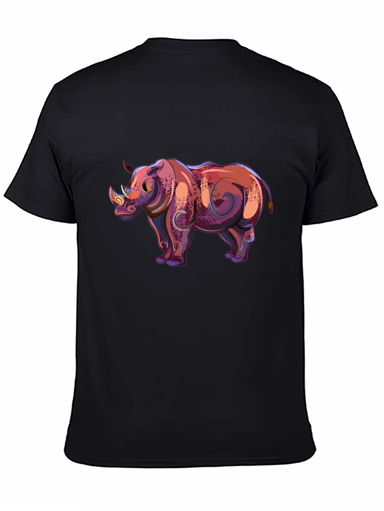 Cool Rhino Graphic Tee - Black Cotton Casual Shirt
