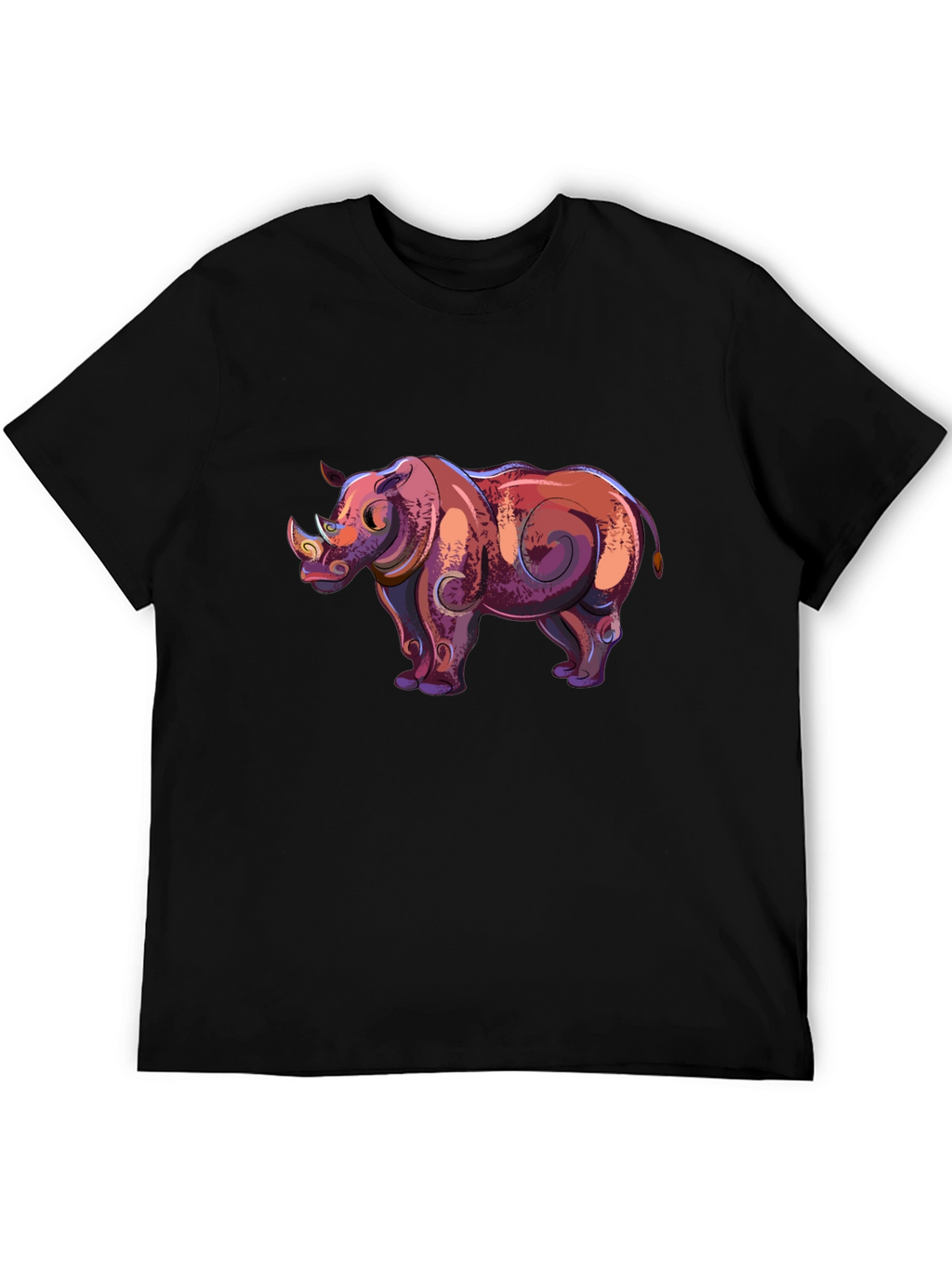 Cool Rhino Graphic Tee - Black Cotton Casual Shirt