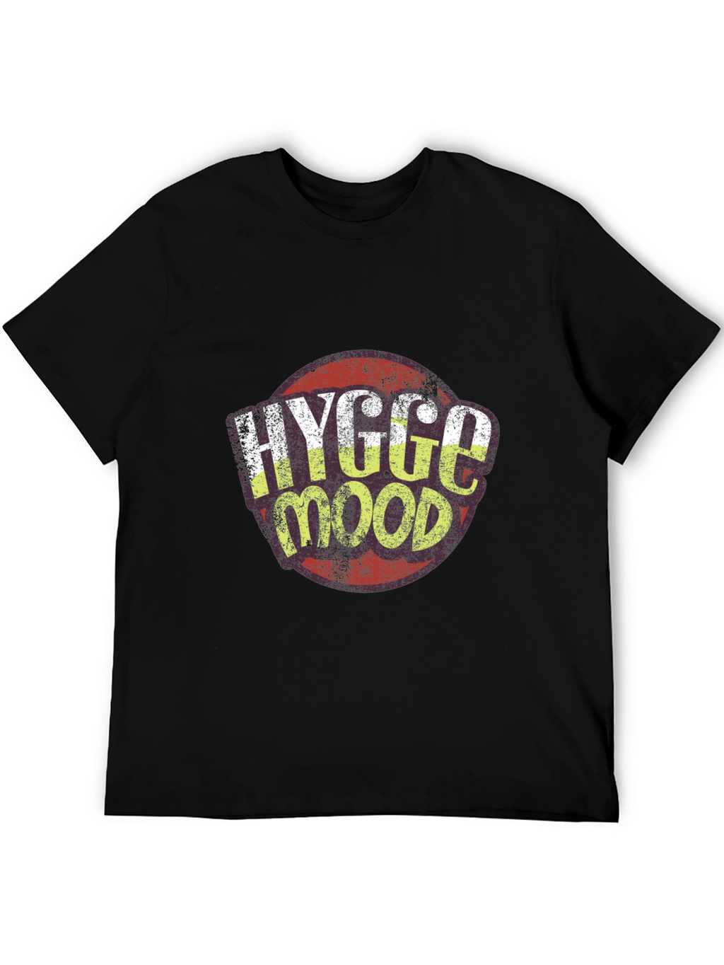 Hygge Mood Graphic Tee - Black Crew Neck Shirt
