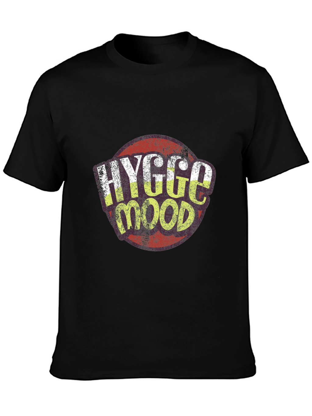 Hygge Mood Graphic Tee - Black Crew Neck Shirt