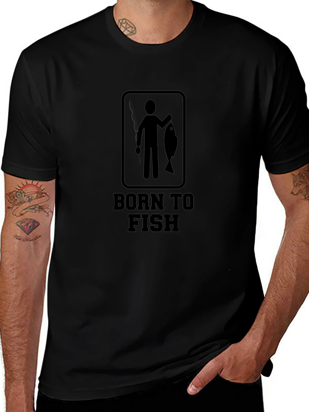 Born to Fish Black Graphic Tee