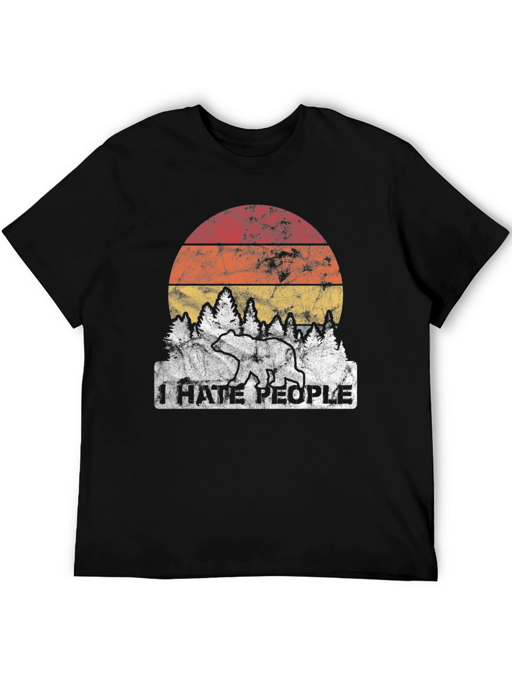 I Hate People Bear Sunset Graphic Tee