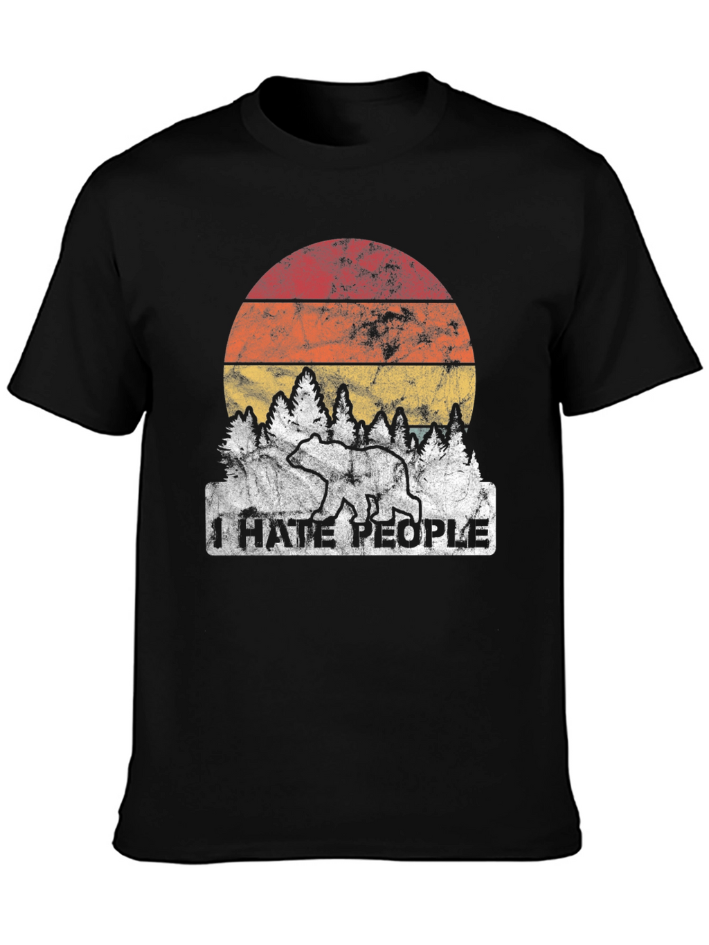 I Hate People Bear Sunset Graphic Tee