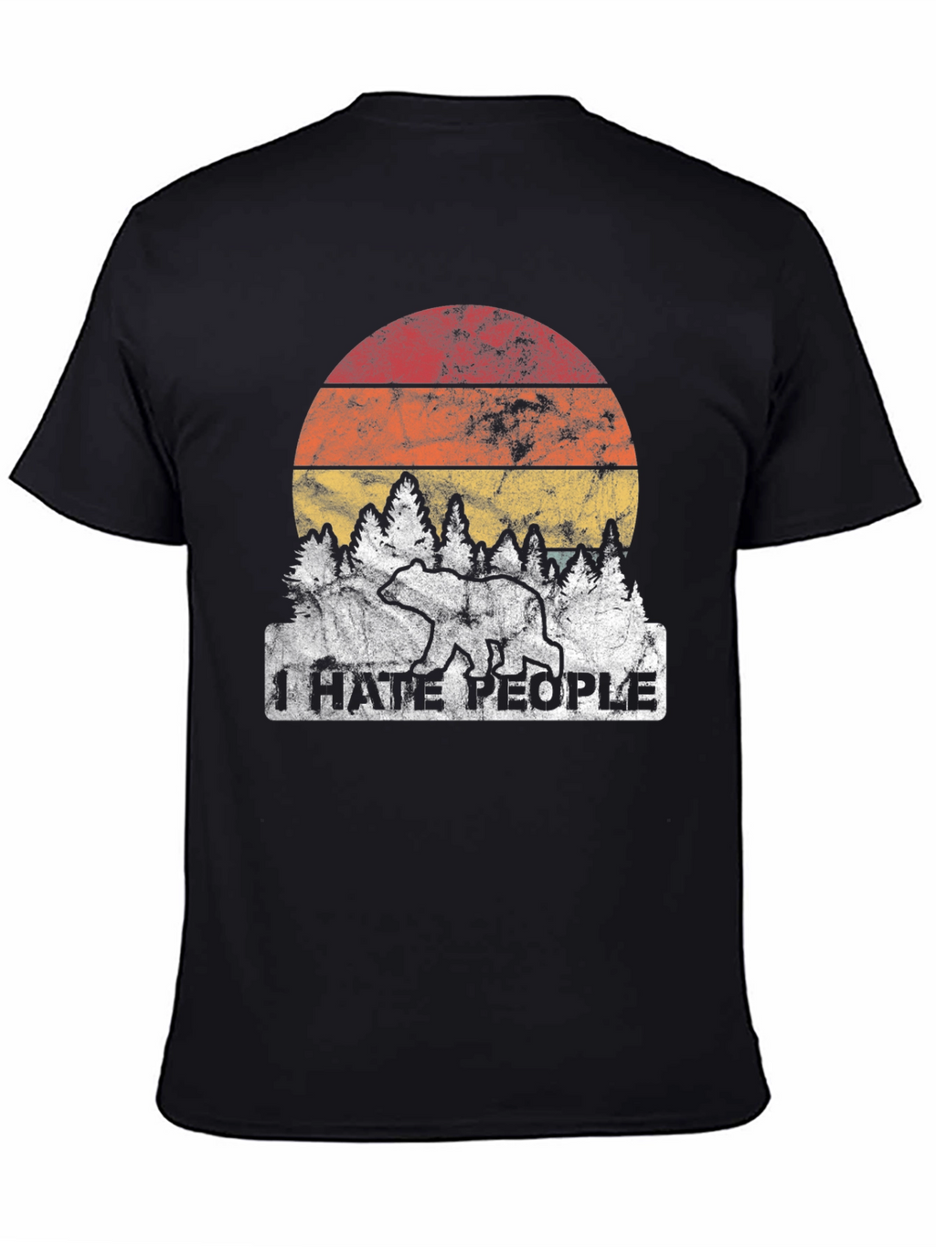 I Hate People Bear Sunset Graphic Tee