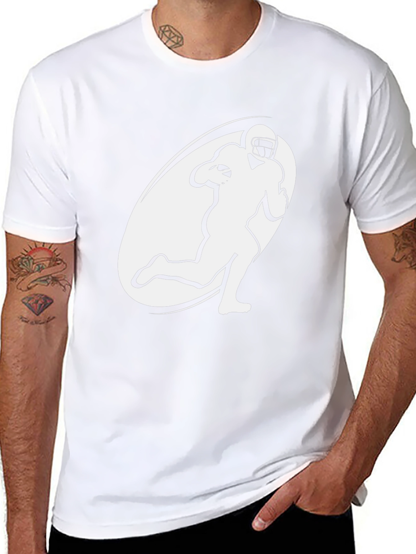 Football Player Graphic T-Shirt - Black