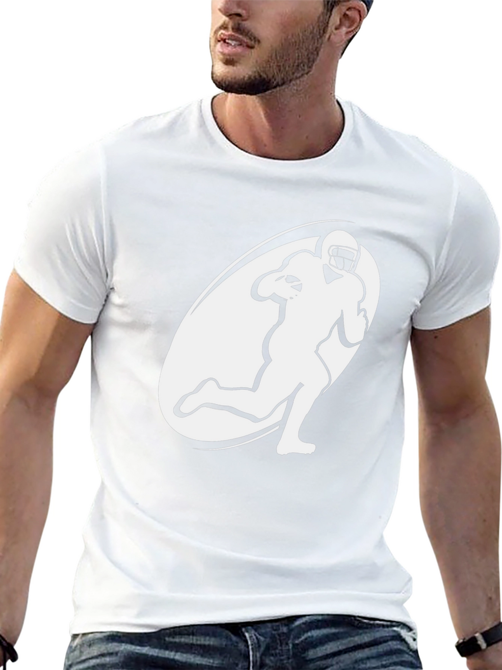 Football Player Graphic T-Shirt - Black